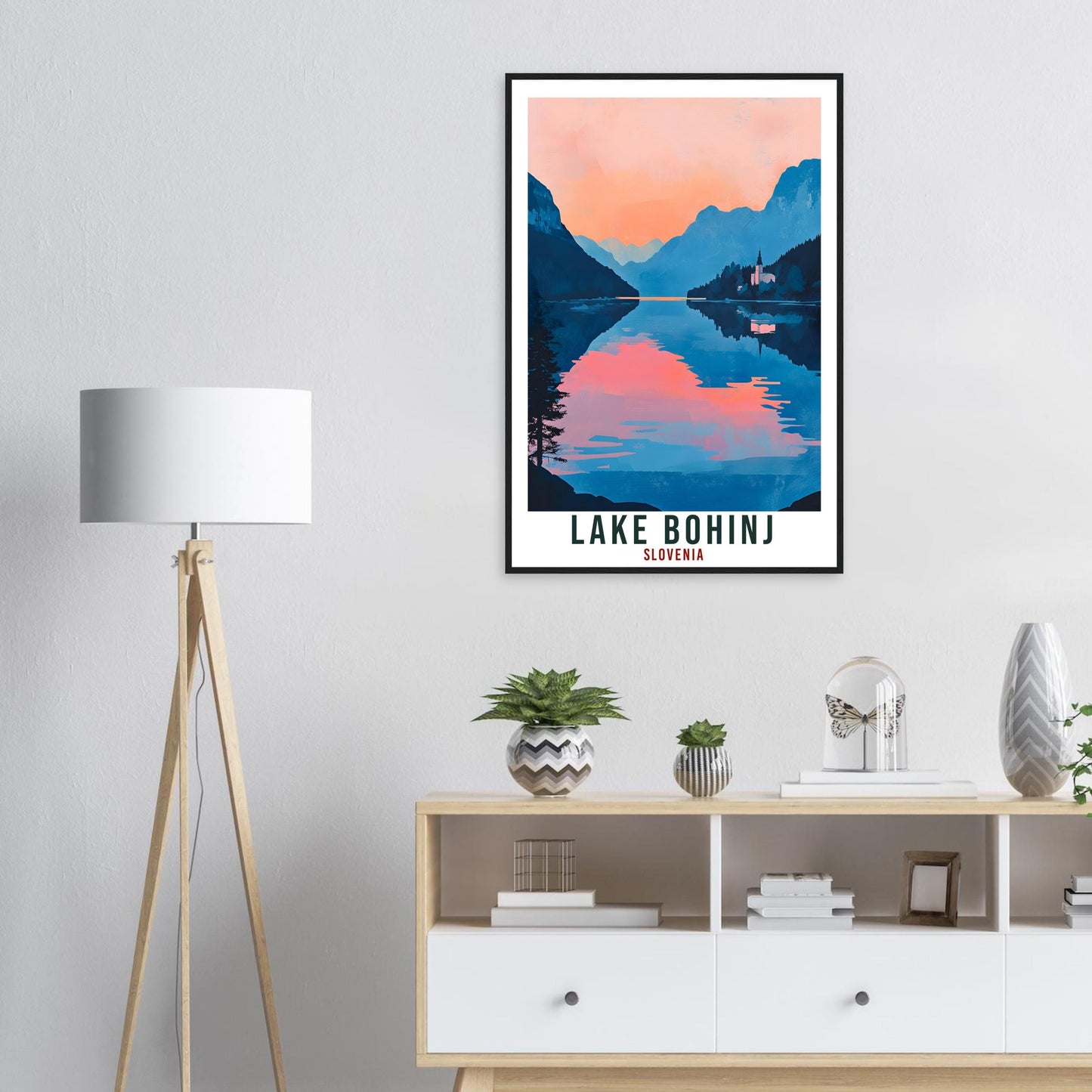 Lake Bohinj Travel Print Slovenia Decor Lake Bohinj Wall Art Gift Wall Hanging Art Lover Lake Bohinj Slovenia Artwork Travel Poster Slovenia