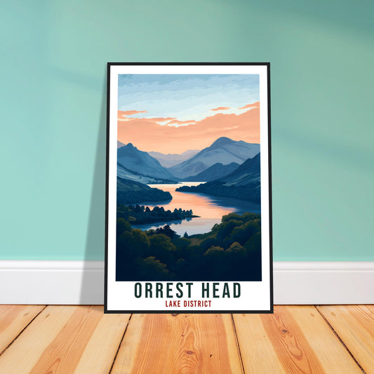 Orrest Head Travel Print Lake District Home Orrest Head Wall Art Wall Hanging Art Lover Lake District Artwork Travel Poster Cumbria Travel