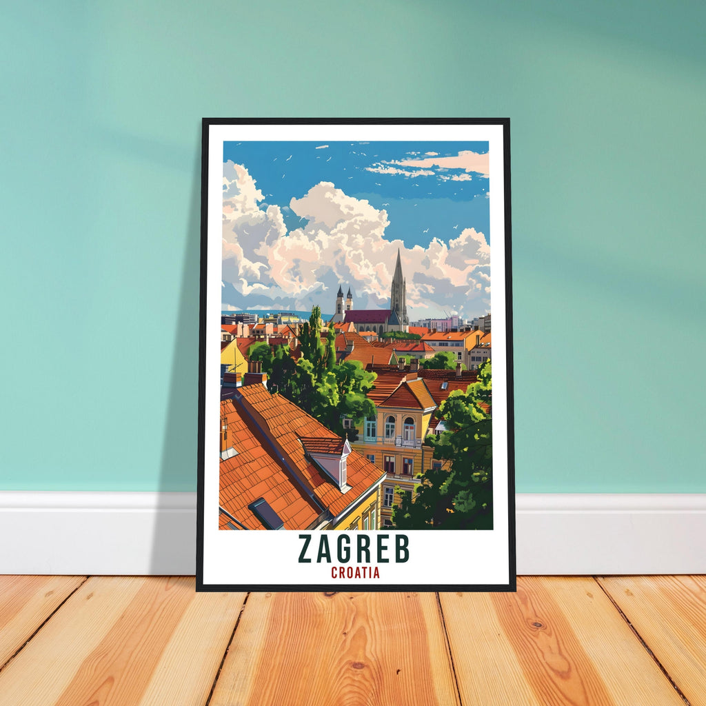 Zagreb Travel Print Croatia Wall Art Wall Hanging Home Décor Zagreb Gift Croatian Landmark Artwork Gift Croatia Holiday Travel Poster Zagreb