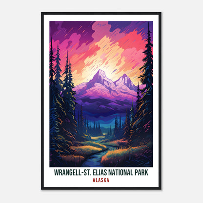 Wrangell-St Elias Travel Print Alaska Northern Light Wall Art Decor Travel Art Gift Wrangell-St Elias Travel Poster Alaska National Park Art
