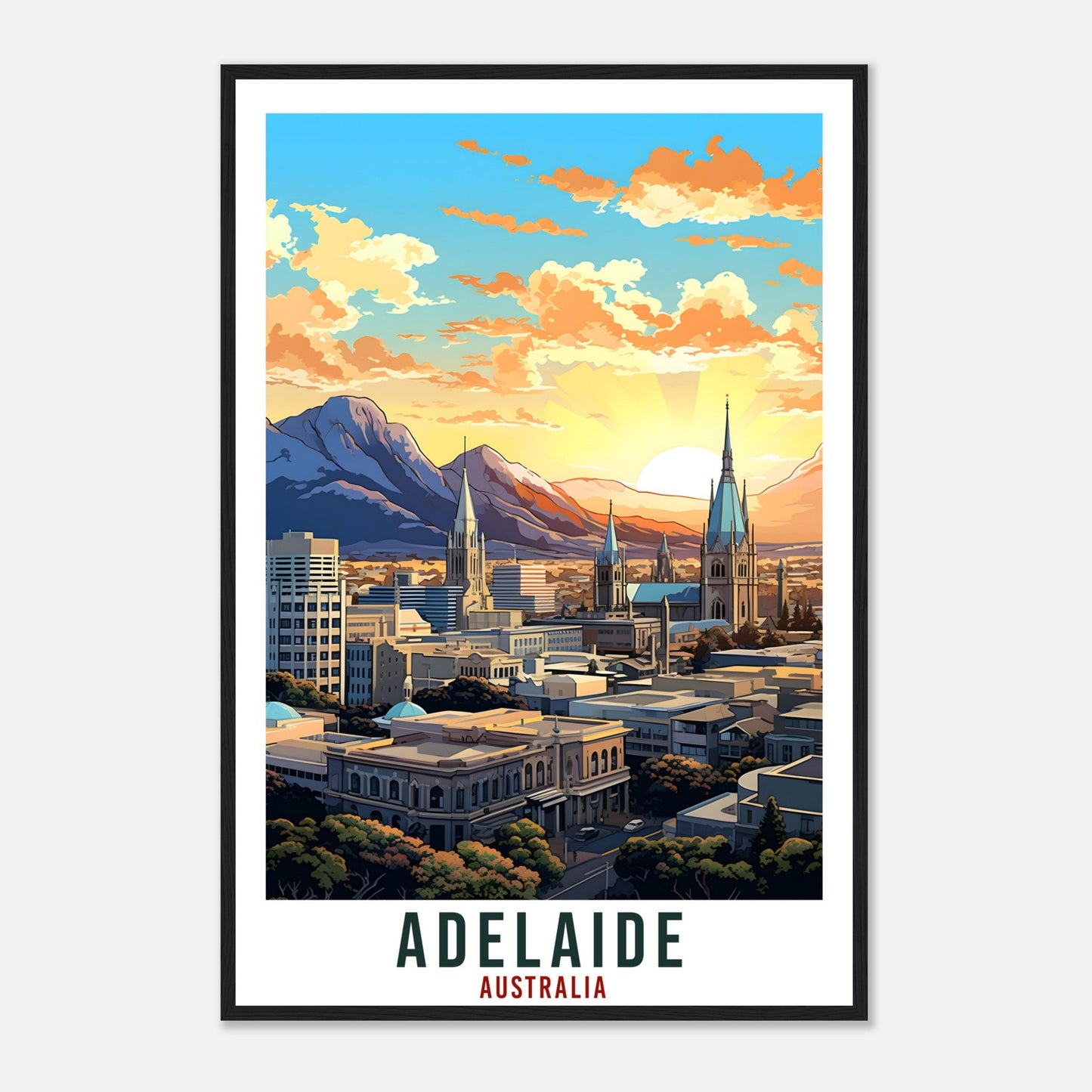 Adelaide Travel Poster Wall Art Adelaide Australia Home Décor Artwork Wall Hanging Art Gift Adelaide Travel Print Australian Art Lovers Gift