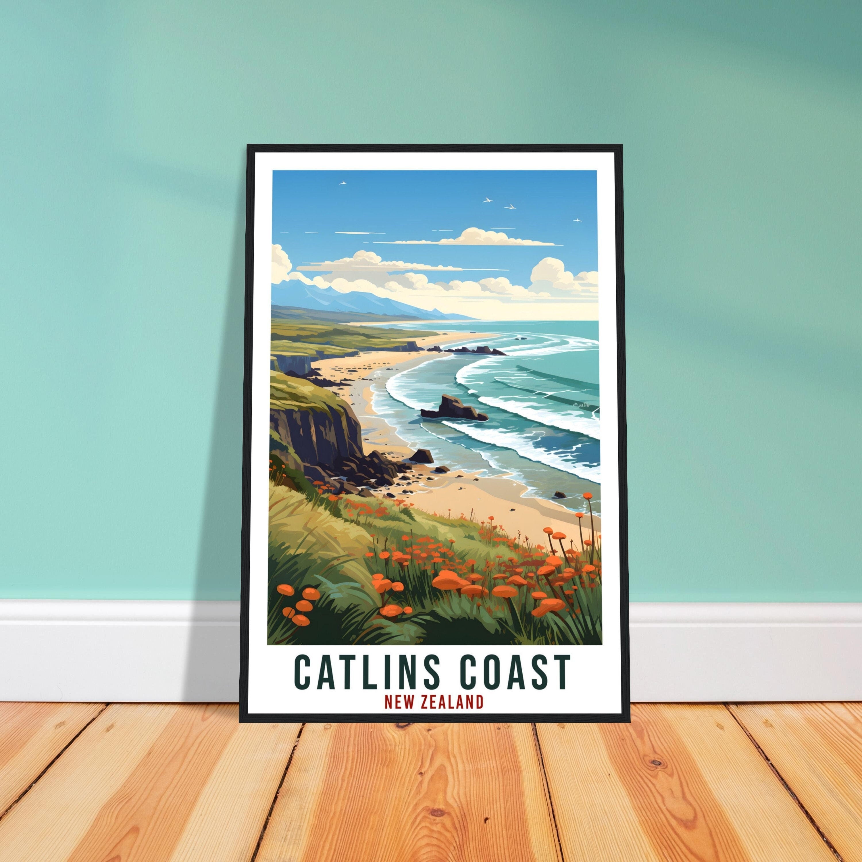 Catlins Coast Travel Print Wall Art Catlins Coast New Zealand Wall Hanging Artwork Gift Catlins Coast Travel Poster New Zealand Art Lovers