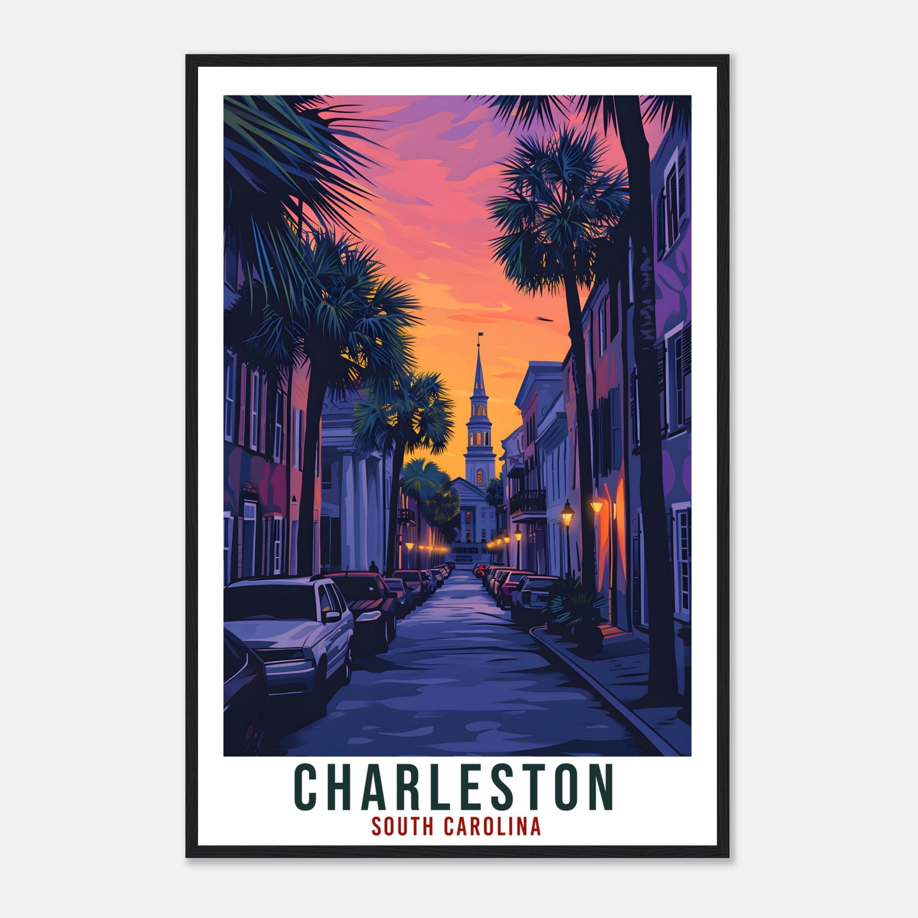 Charleston Travel Print South Carolina Home Decor USA Wall Art Gift Wall Hanging Art Lover South Carolina Artwork Charleston Travel Poster