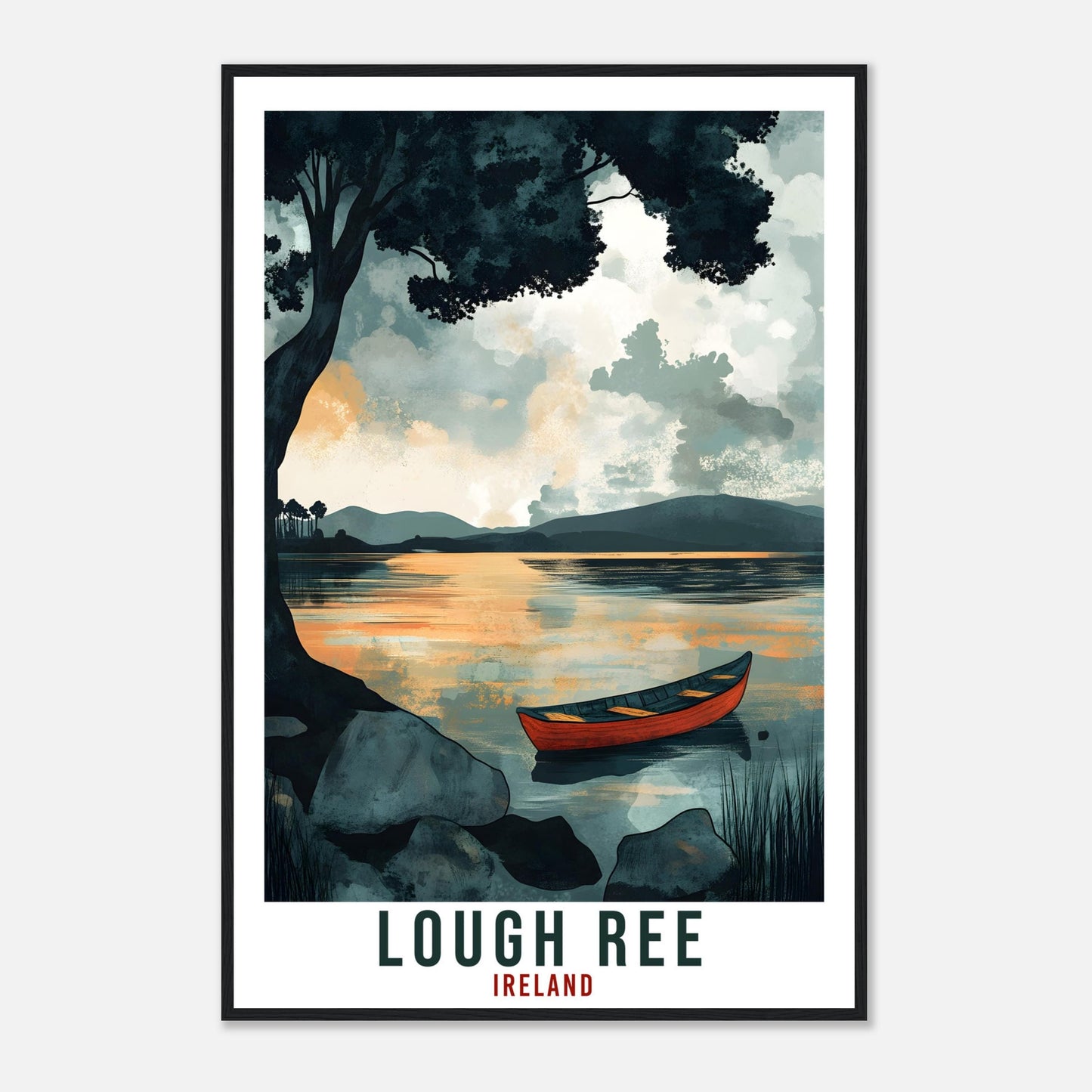 Lough Ree Travel Print Ireland Home Decor Lough Ree Wall Art Gift Wall Hanging Art Lover Lough Ree Irish Artwork Travel Poster Ireland Art