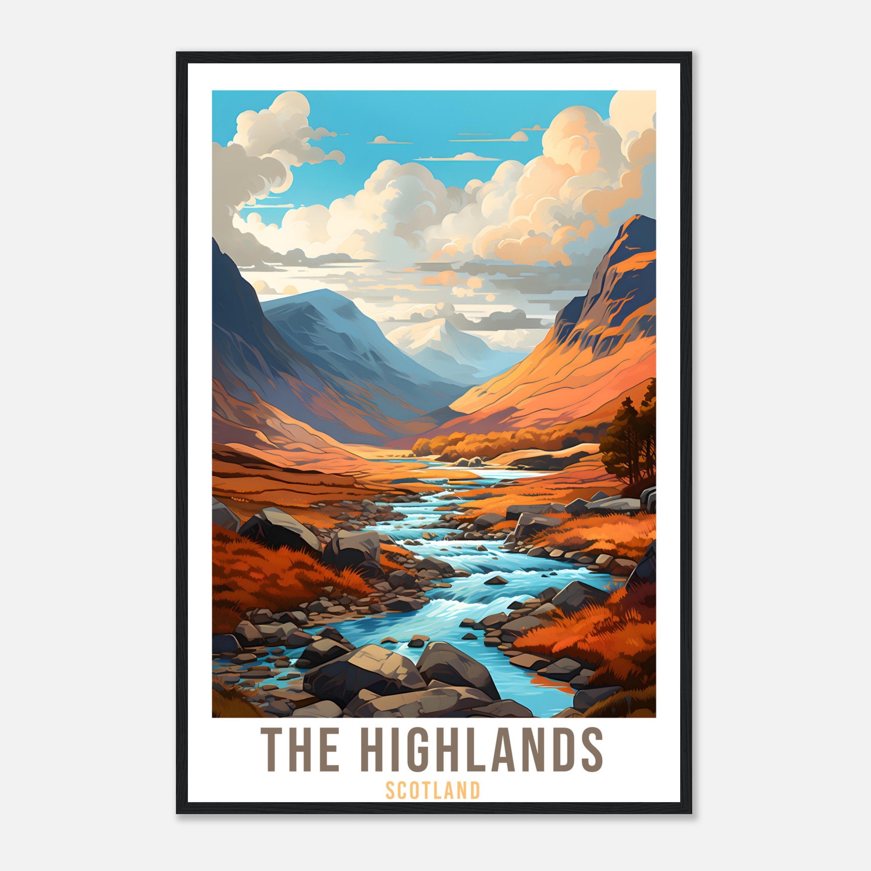 Scottish Highlands Travel Print The Highlands Home Decor Mountain Landscape Scotland Nature Wall Hanging Scottish Artwork Gift Travel Poster