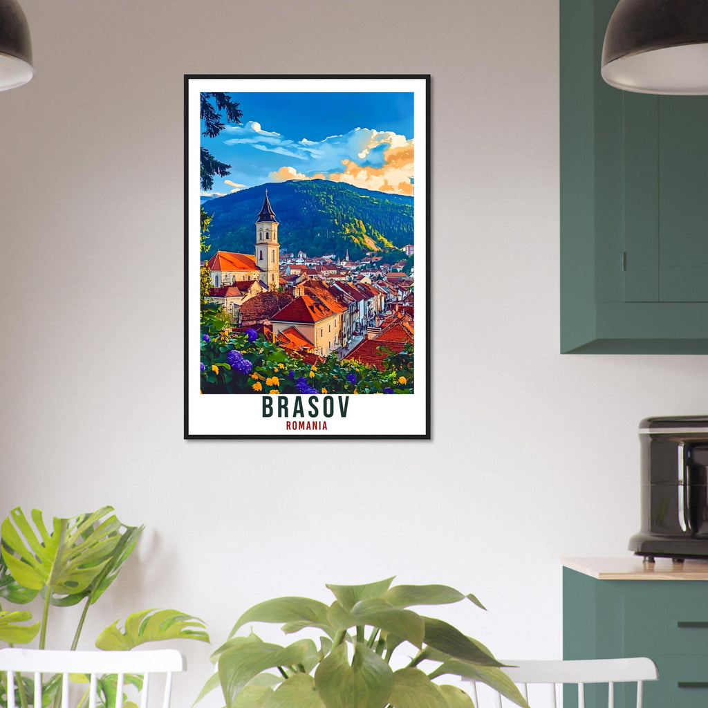 Brasov Travel Print Romania Home Decor Brasov Wall Art Gift Wall Hanging Art Lover Brasov Romania Artwork Travel Poster Romanian Travel Art