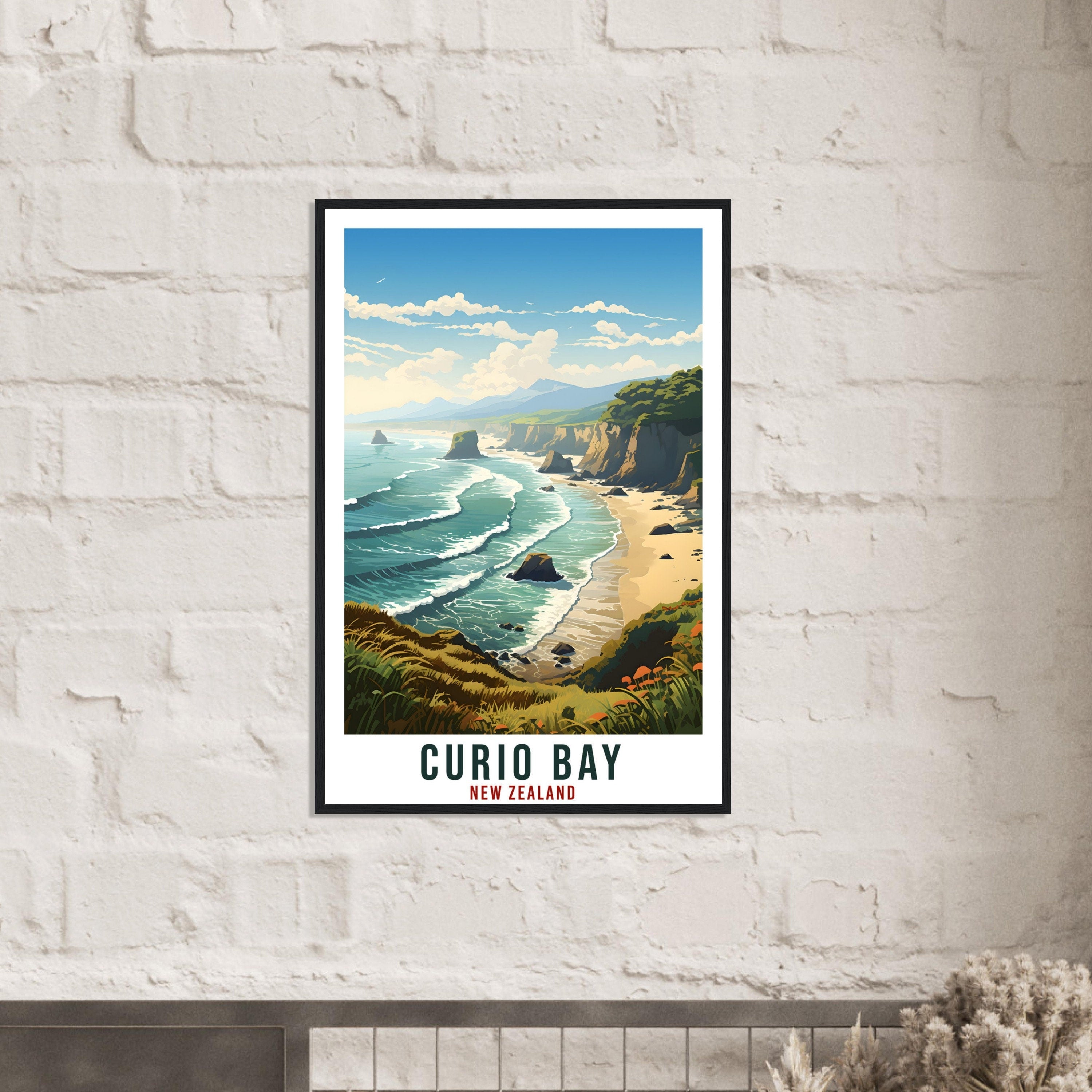 Curio Bay Travel Print Wall Art Curio Bay New Zealand Wall Hanging Artwork NZ Art Gifts Curio Bay Travel Poster New Zealand Art Lovers Gift