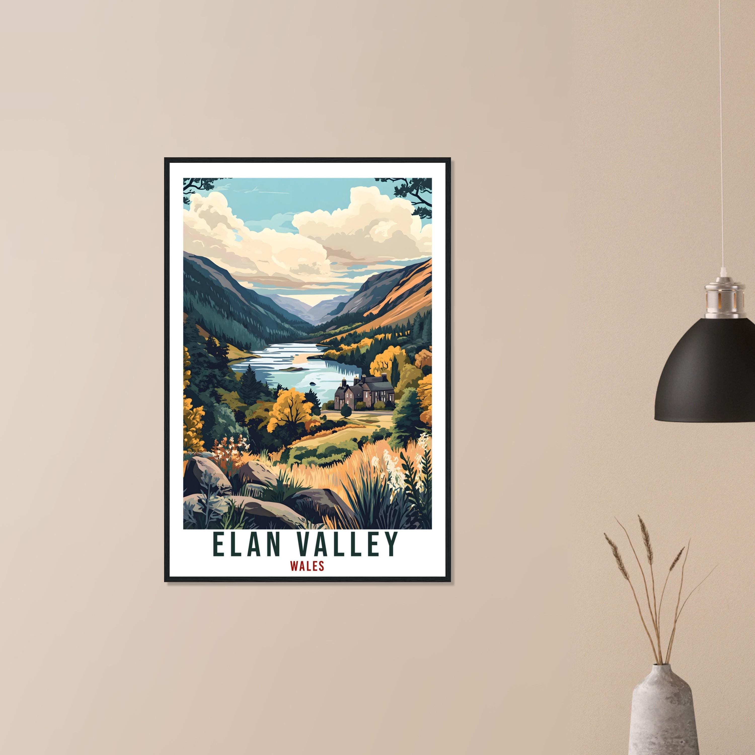 Elan Valley Travel Print Wales Home Decor Elan Valley Wall Art Wall Hanging Art Lover Wales Artwork Travel Poster Elan Valley Travel Art