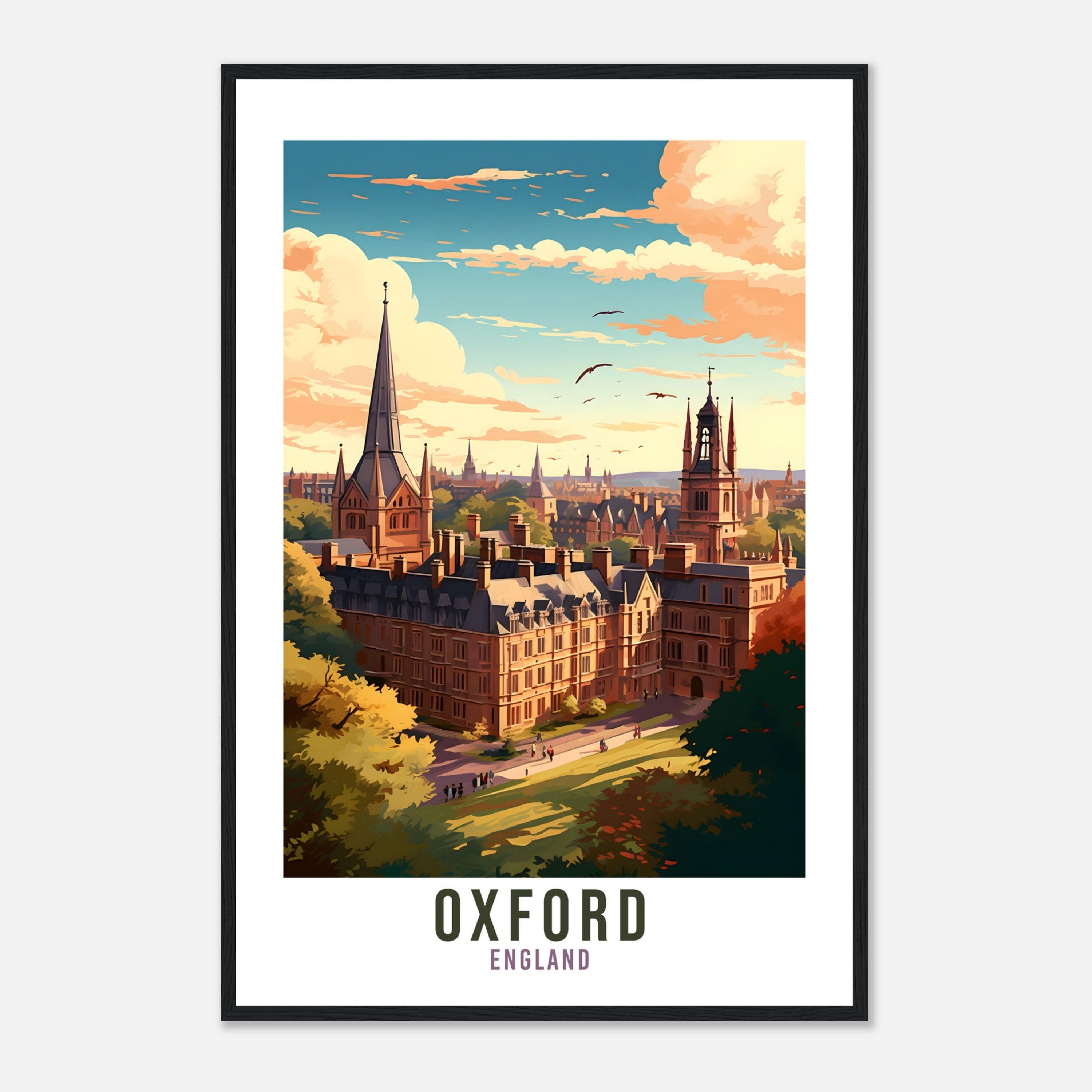 Oxford Travel Print Home Decor Oxfordshire England Wall ART Oxford Artwork Gift Oxford Travel Poster Artwork Oxford Art Lovers Gifts