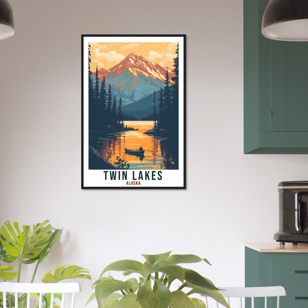Twin Lakes Travel Print Alaska Home Decoration USA City Wall Art Gift Wall Hanging Art Lover Alaska Artwork Twin Lakes Nature Travel Poster