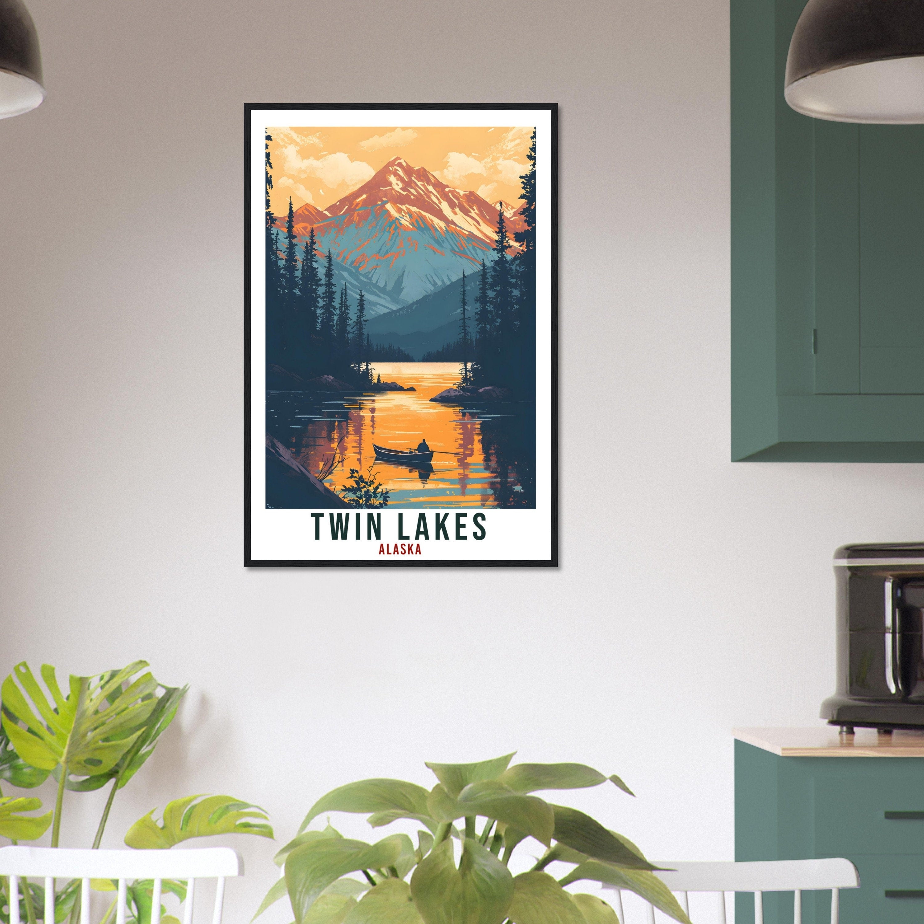 Twin Lakes Travel Print Alaska Home Decoration USA City Wall Art Gift Wall Hanging Art Lover Alaska Artwork Twin Lakes Nature Travel Poster