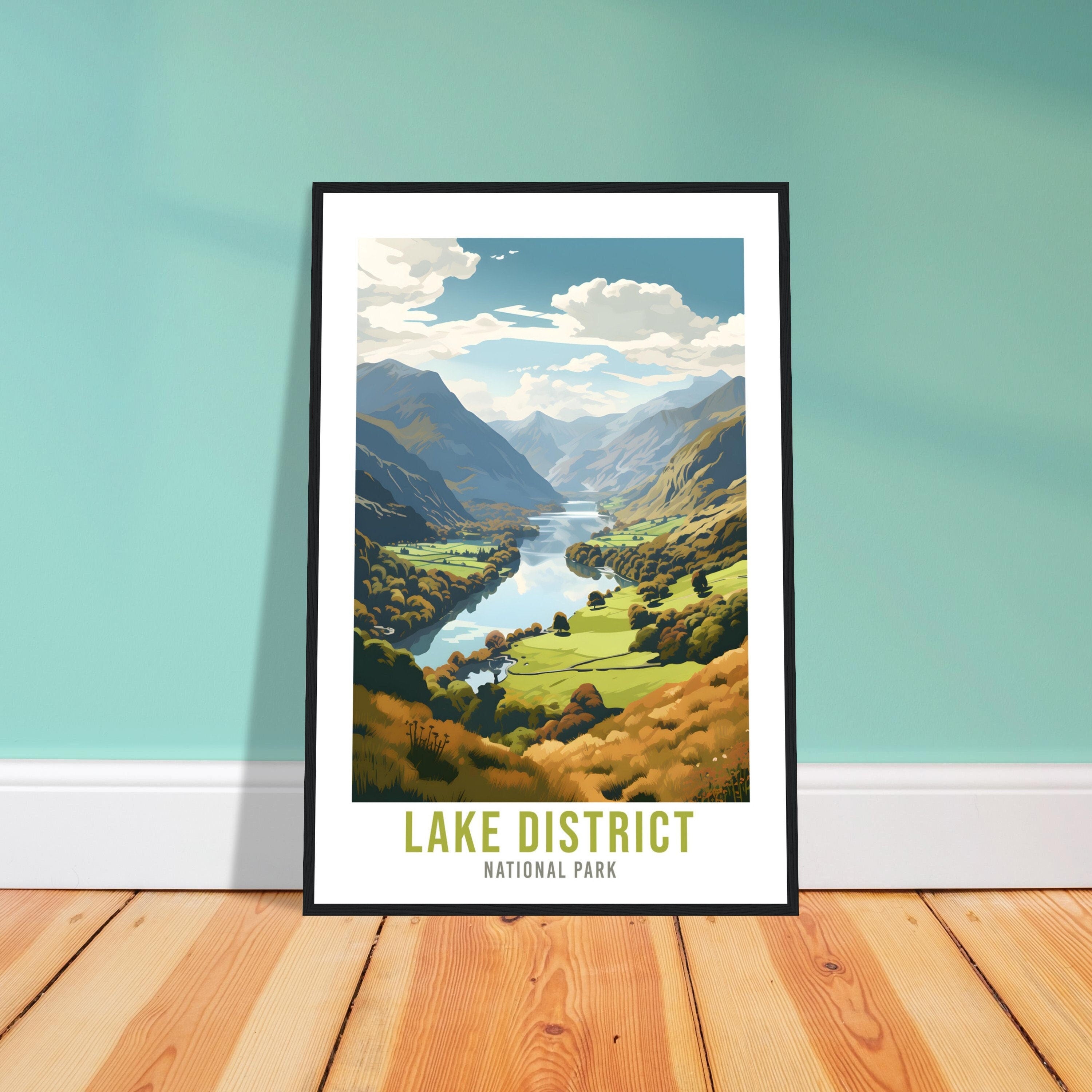 The Lake District Travel Print Lake District Home Decor Mountain Landscape England Nature Wall Hanging Lakes Artwork Gift Travel Poster