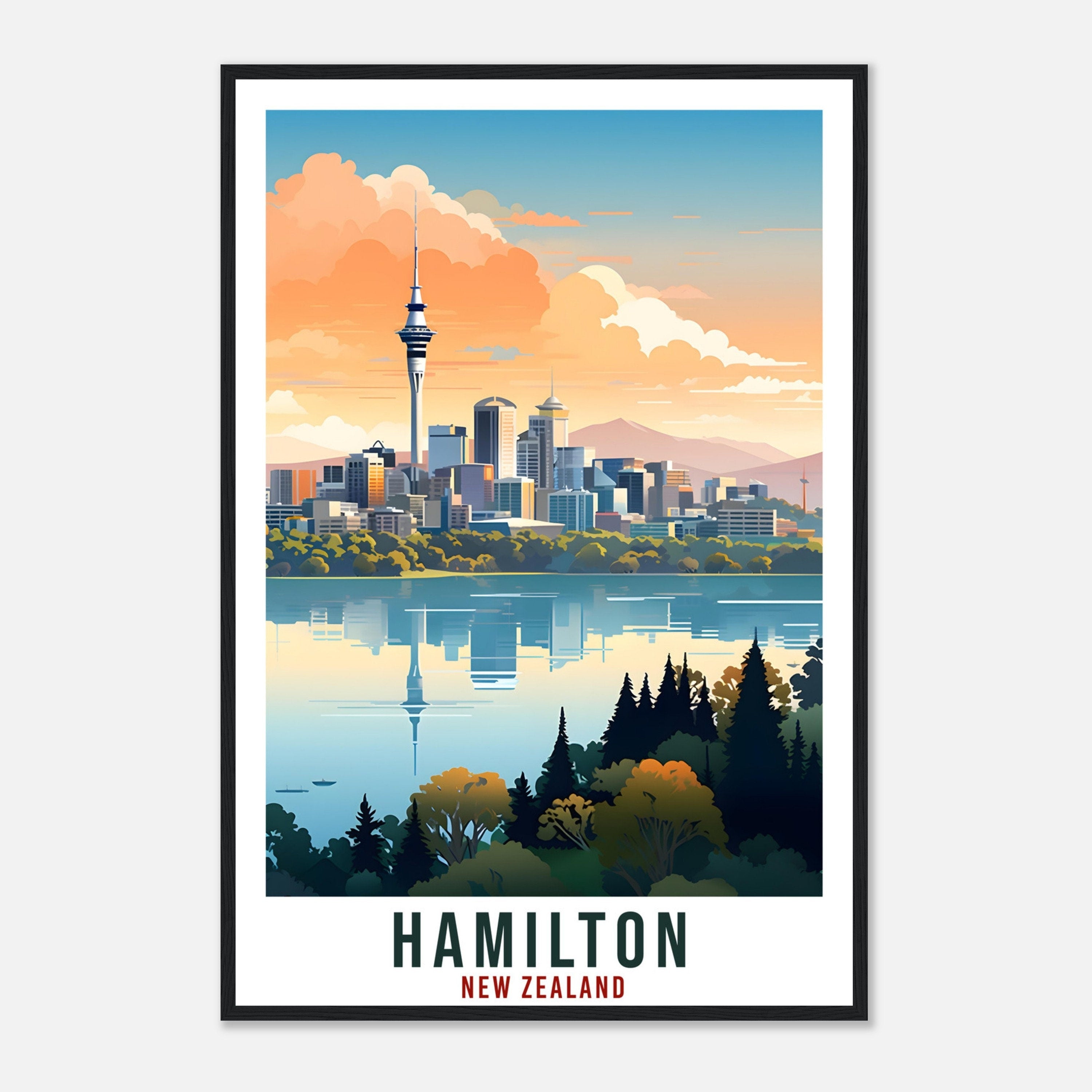 Hamilton Travel Print Wall Art Hamilton New Zealand City Landscape Artwork Hamilton Art Gifts Hamilton Travel Poster New Zealand Art Lovers