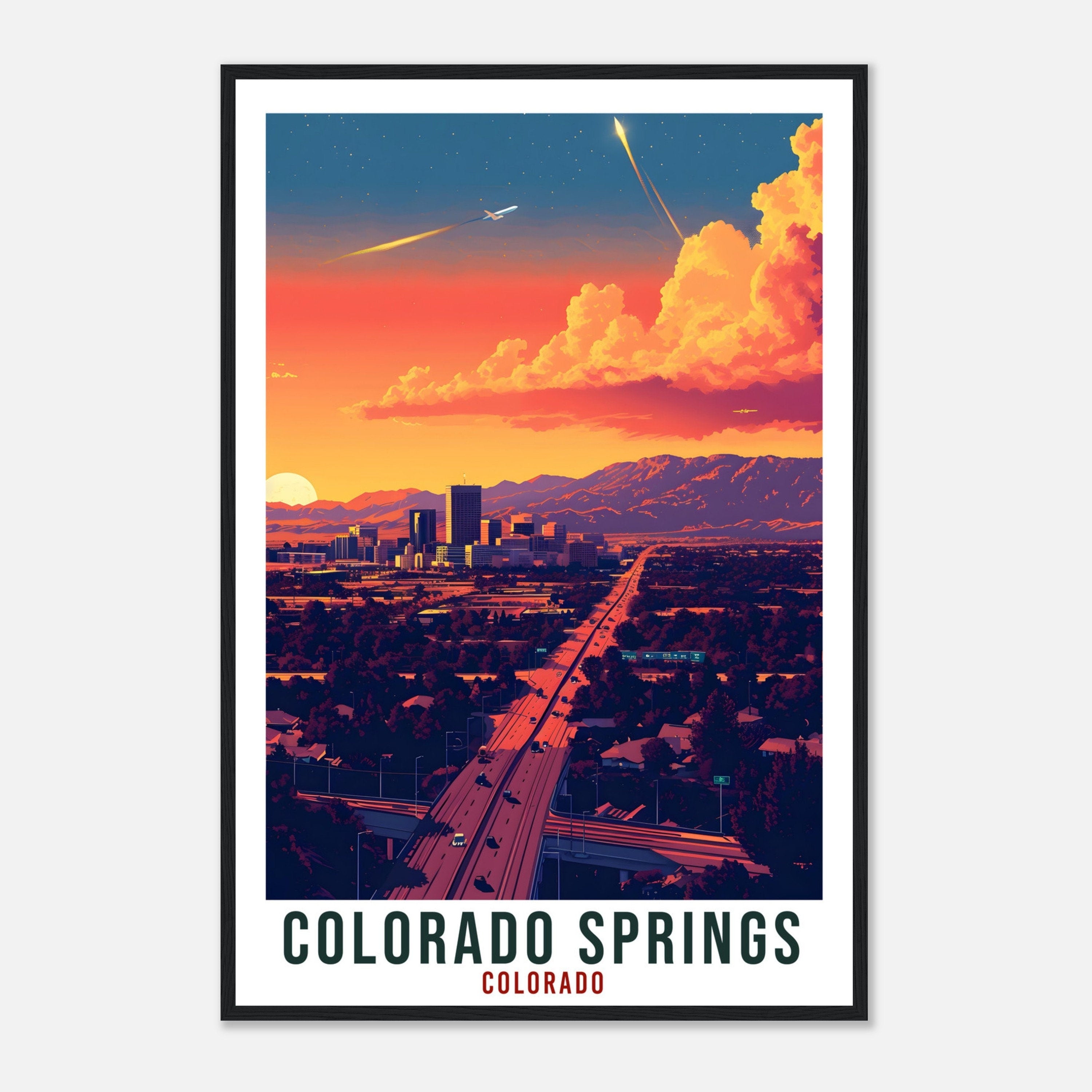 Colorado Springs Travel Print Colorado Home Decor USA Wall Art Gift Wall Hanging Art Lover Colorado Artwork Colorado Springs Travel Poster