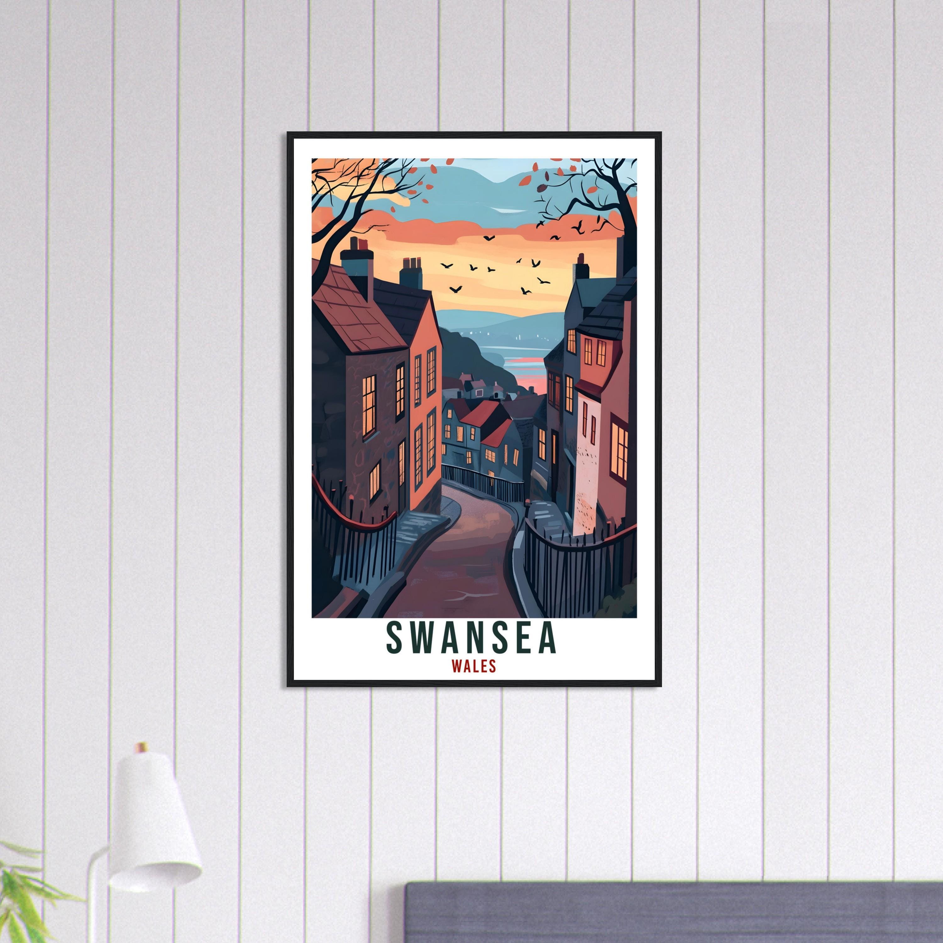 Swansea Travel Print Wales Home Decor Swansea Wall Art Wall Hanging Art Lover Wales Artwork Travel Poster Wales Swansea Travel Art Gift