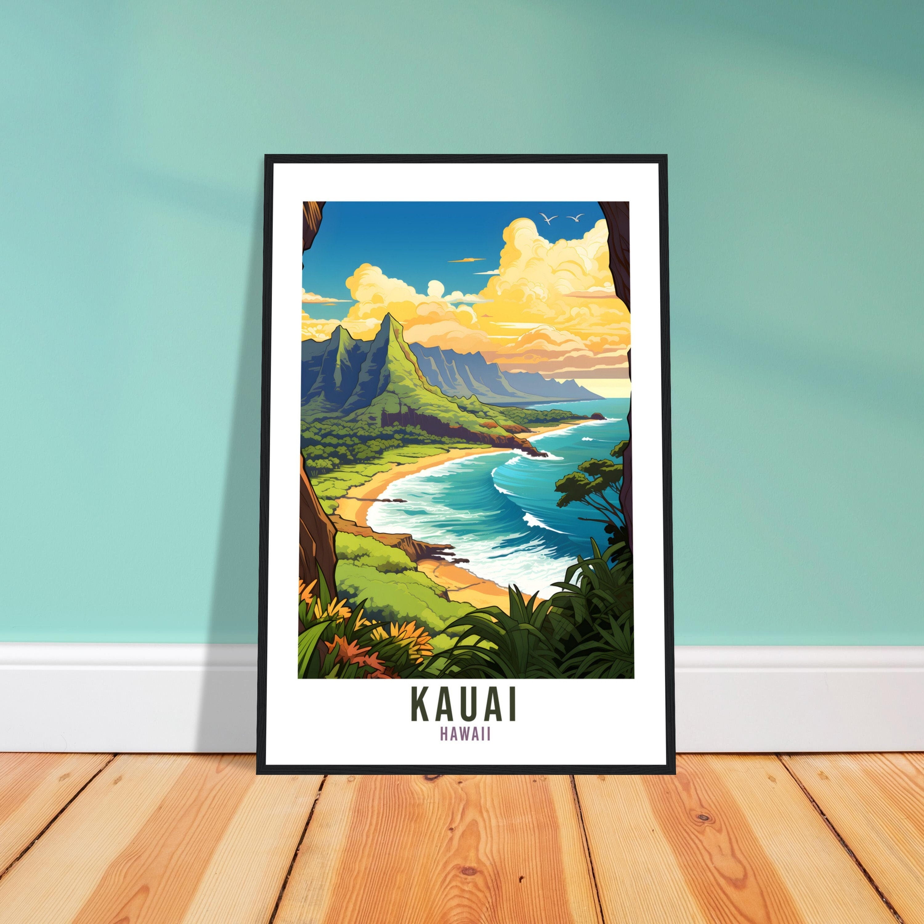 Kauai Hawaii Travel Print Kauai Wall Art Home Décor Kauai Wall Hanging Illustration Gift For Art Lovers Hawaii Art Lover Gift Print Artwork