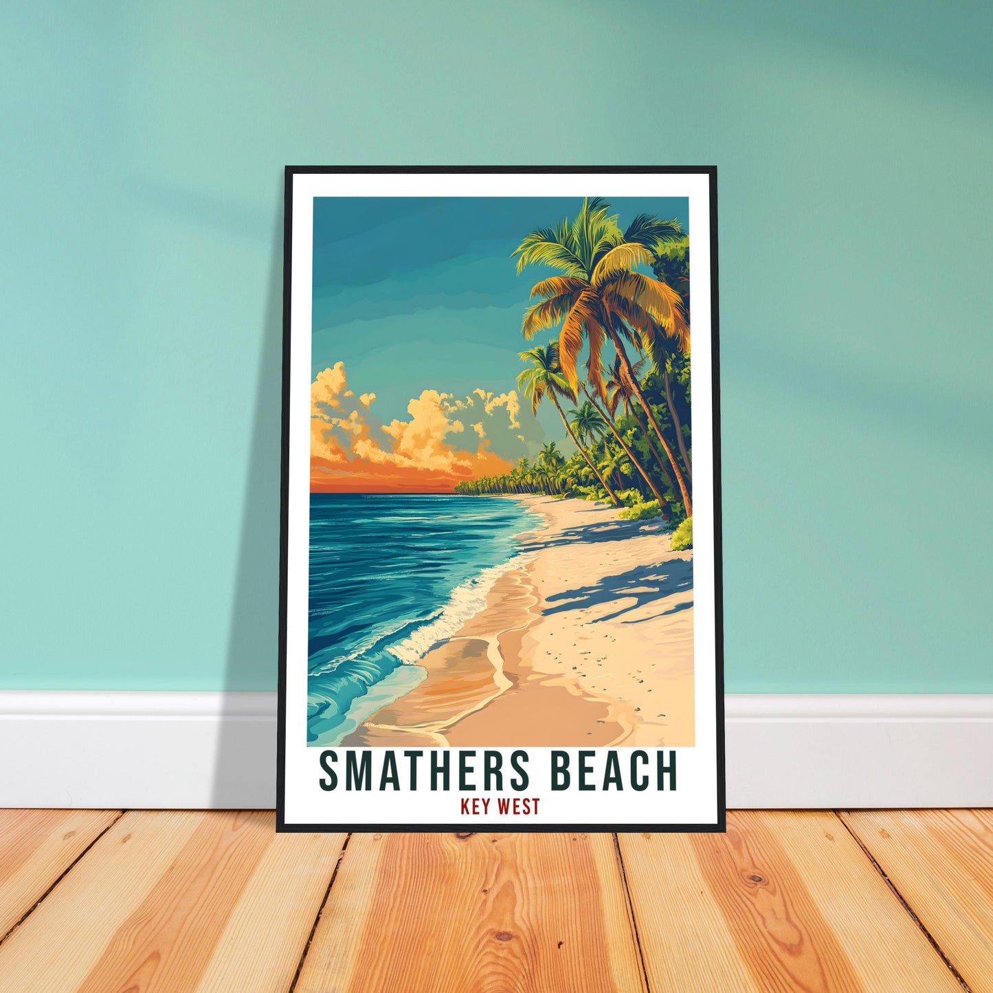 Smathers Beach Travel Print Key West Florida Home Decor Wall Art Gift Wall Hanging Art Lover Key West FL American Artwork Travel Poster Art