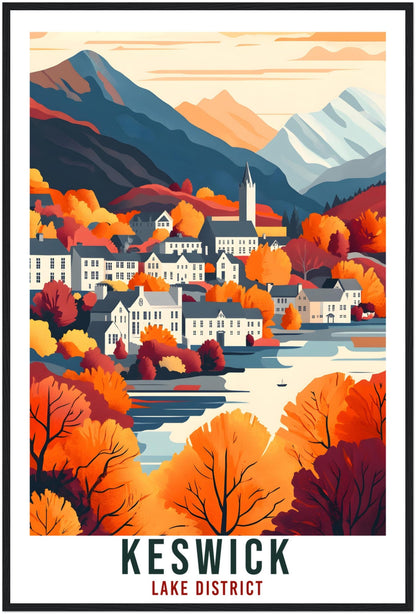 Keswick Travel Print Lake District Home Decor Keswick Wall Art Wall Hanging Art Lover Lake District Artwork Travel Poster Cumbria Travel Art