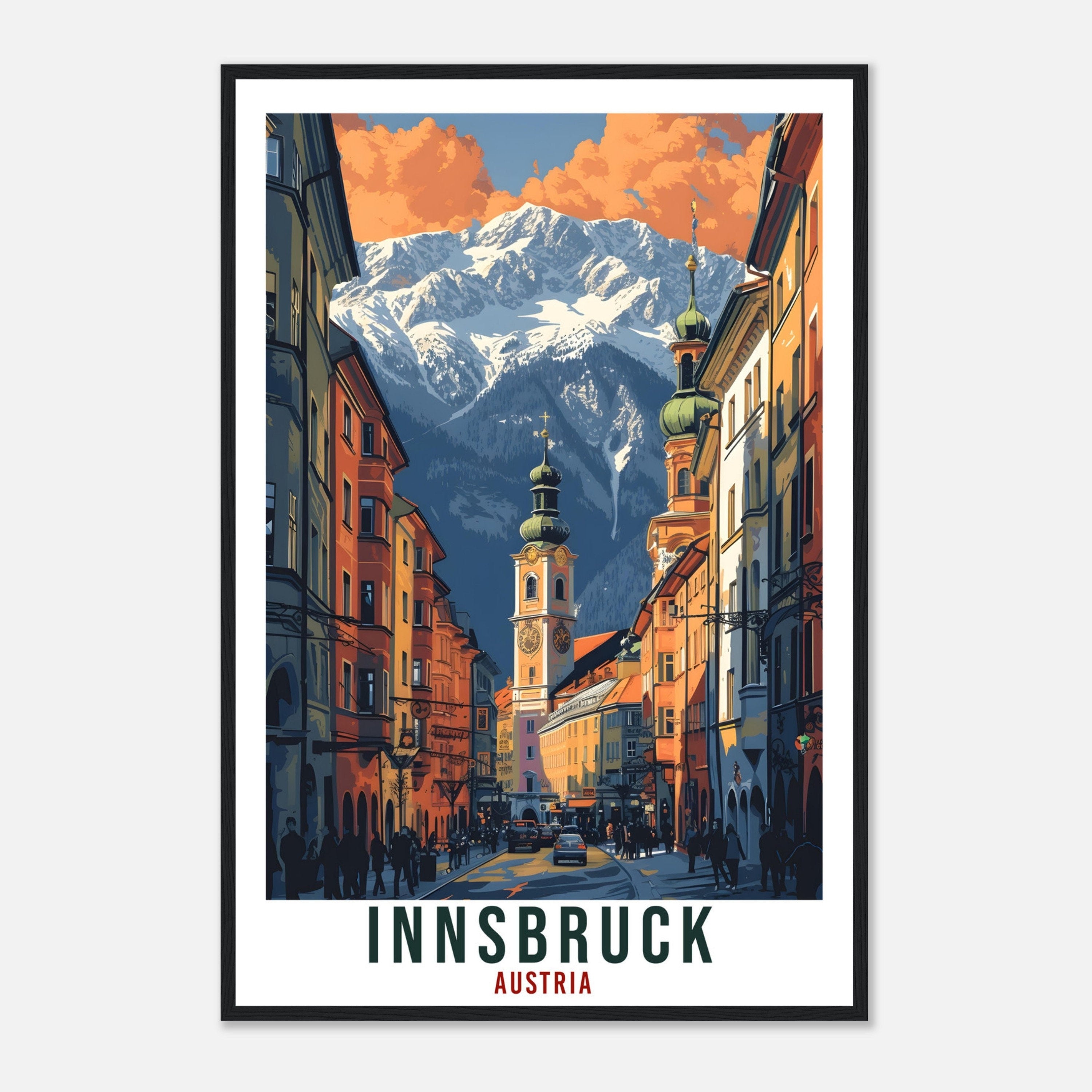 Innsbruck Travel Print Austria Home Decor Innsbruck Austrian Wall Art Gift Wall Hanging Art Lover Austria Artwork Innsbruck Travel Poster