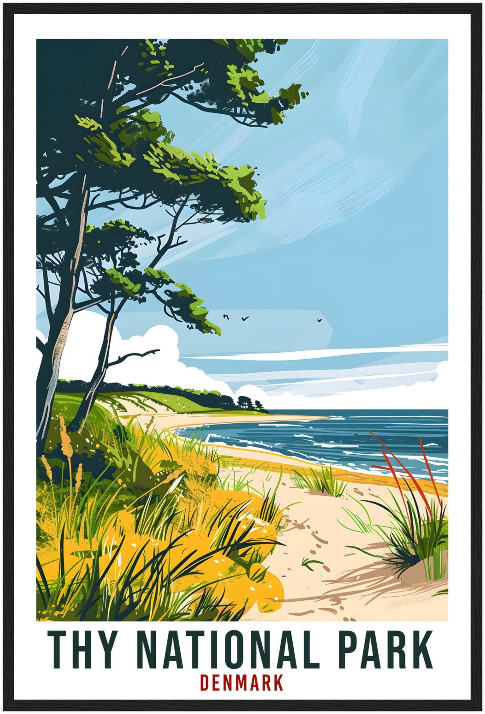 Thy National Park Travel Print Denmark Wall Art Wall Hanging Décor Thy National Park Gift Art Gift Denmark Artwork Gift Danish Travel Poster