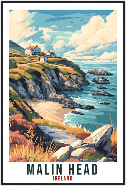 Malin Head Travel Print Ireland Home Decor Malin Head Wall Art Wall Hanging Art Lover Irish Artwork Travel Poster Malin Head Ireland Travel