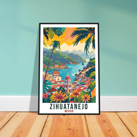 Zihuatanejo Mexico Travel Print Mexico Wall Art Wall Hanging Home Décor Zihuatanejo Mexico Landmark Artwork Travel Art Mexican Travel Poster