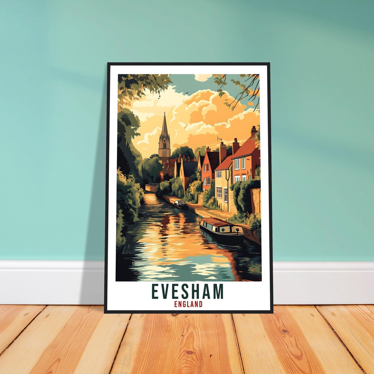 Evesham Travel Print England Home Decor Evesham Wall Art Gift Wall Hanging Art Lover Evesham English Artwork Travel Poster Travel Art Gift
