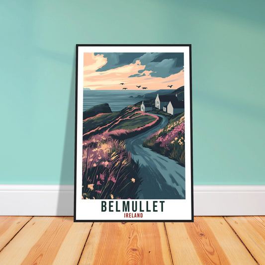 Belmullet Travel Print Ireland Home Decor Belmullet Wall Art Wall Hanging Art Lover Irish Artwork Travel Poster Belmullet Ireland Travel Art