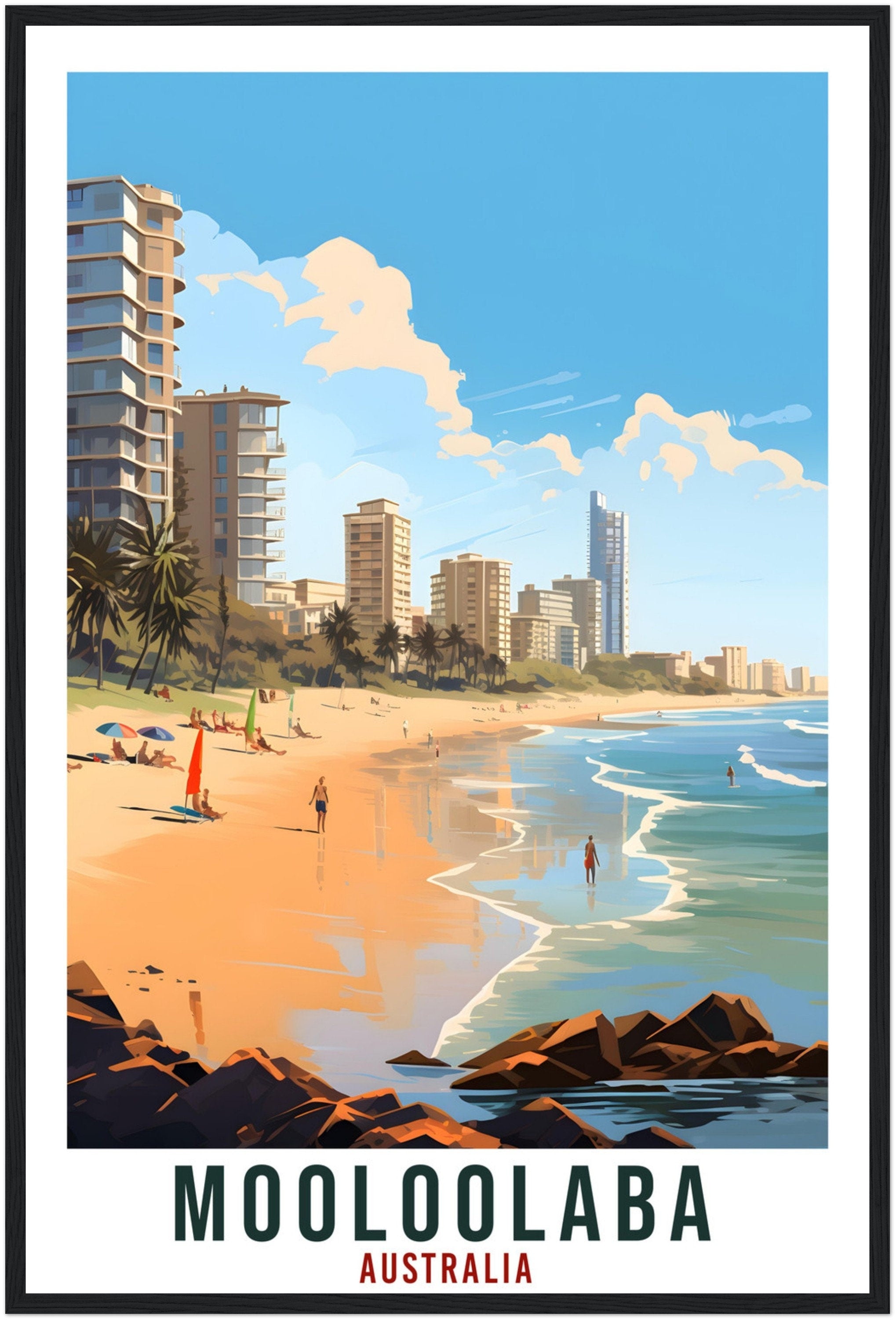 Mooloolaba Travel Poster Wall Art Mooloolaba Australia Home Décor Artwork Wall Hanging Mooloolaba Travel Print Australian Art Lovers Gifts