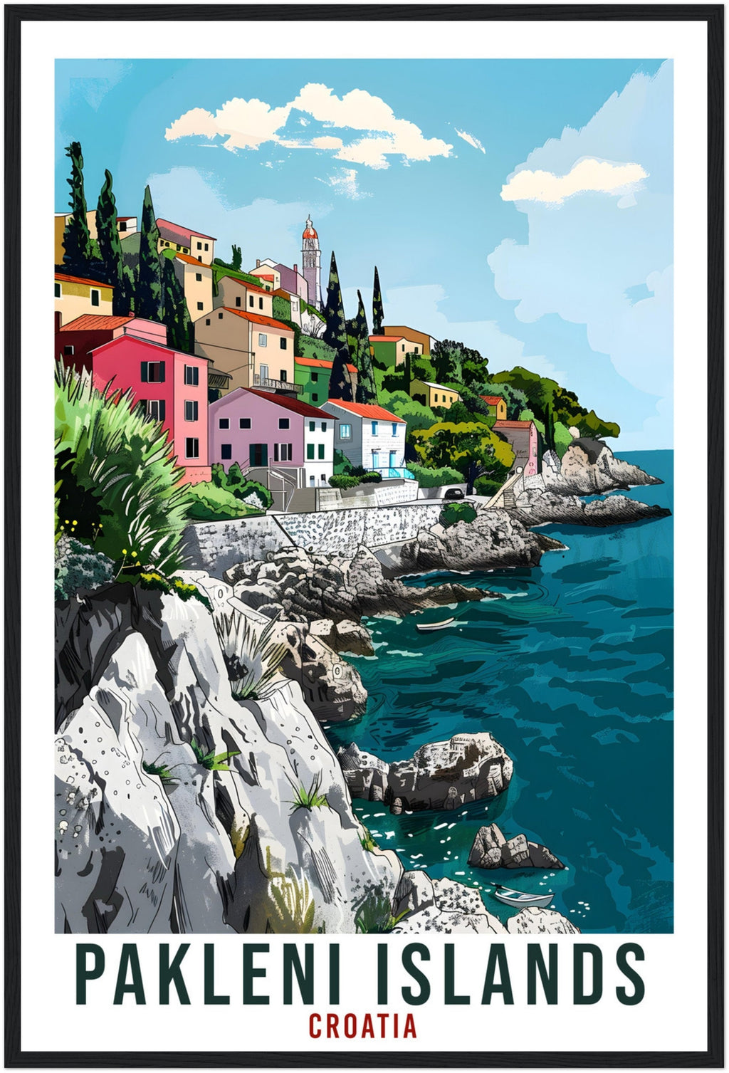 Pakleni Islands Travel Print Croatia Wall Art Wall Hanging Home Décor Pakleni Croatian Landmark Artwork Gift Croatia Holiday Travel Poster