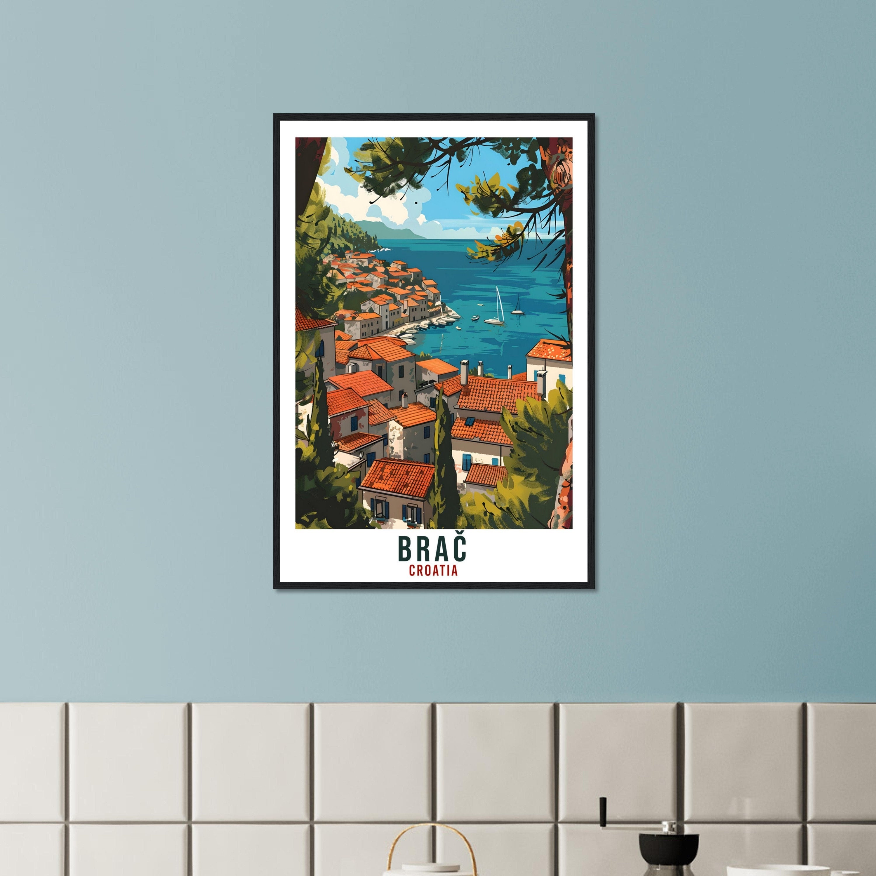 Brač Travel Print Croatian Island Wall Art Wall Hanging Home Décor Brač Croatia Landmark Artwork Gift Brač Croatia Holiday Travel Poster