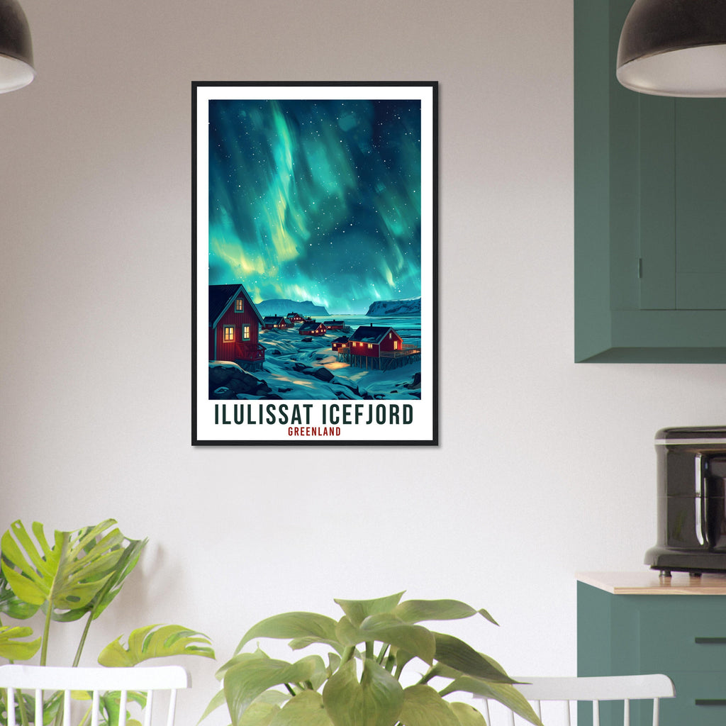 Ilulissat Icefjord Travel Print Greenland Northern Lights Wall Art Wall Hanging Travel Art Gift Ilulissat Travel Poster Landscape Artwork
