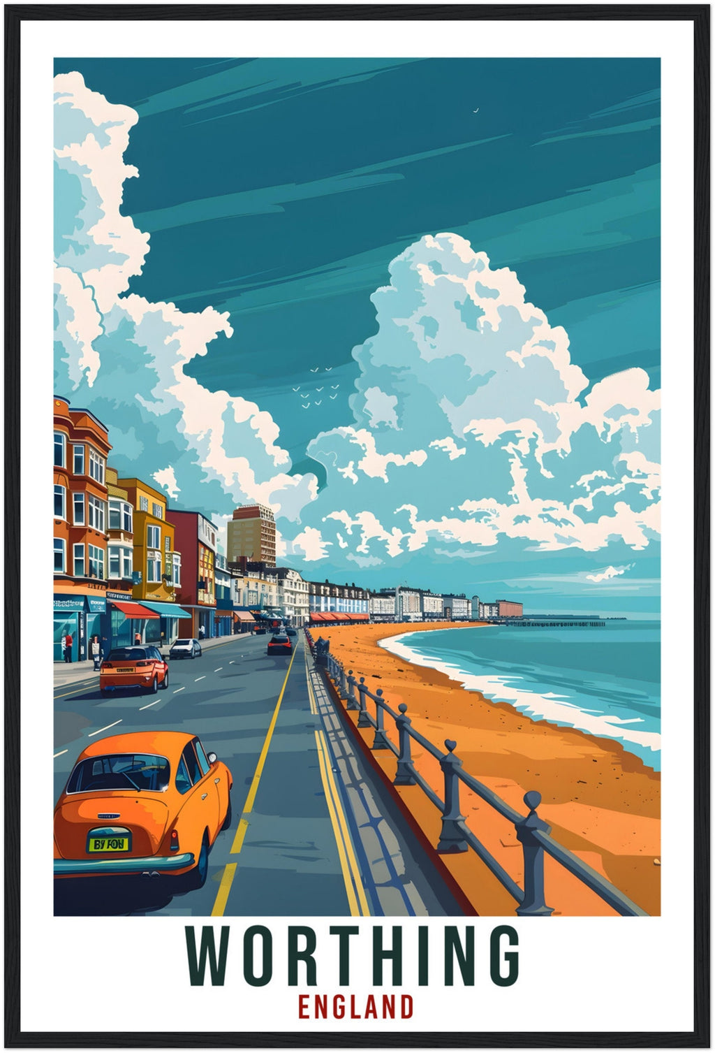 Worthing Travel Print Wall Art Wall Hanging Home Living Décor Worthing Gift Art Lovers Gift UK Artwork Gift Print England Travel Poster