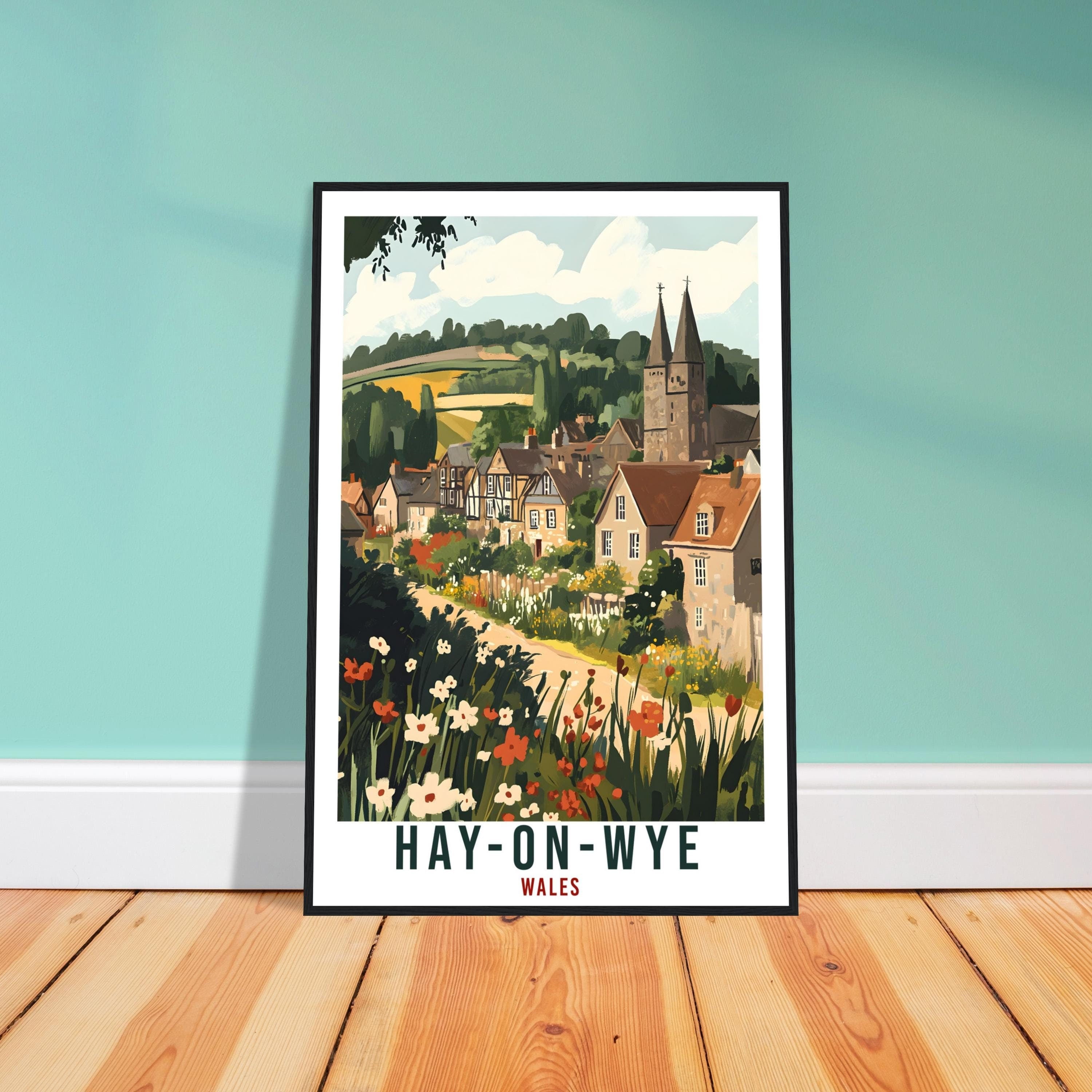Hay-On-Wye Travel Print Wales Home Decor Hay-On-Wye Wall Art Wall Hanging Art Lover Wales Artwork Travel Poster Hay-On-Wye Travel Art Gift