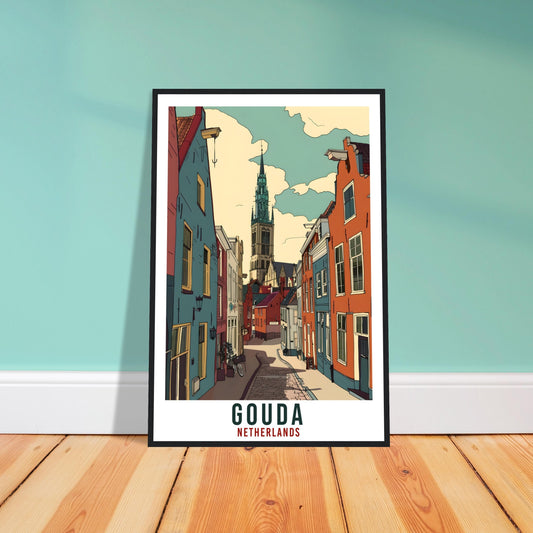 Gouda Travel Print Holland Wall Art Wall Hanging Home Décor Gouda Gift Art Lovers Gift Dutch Artwork Gift The Netherlands Travel Poster