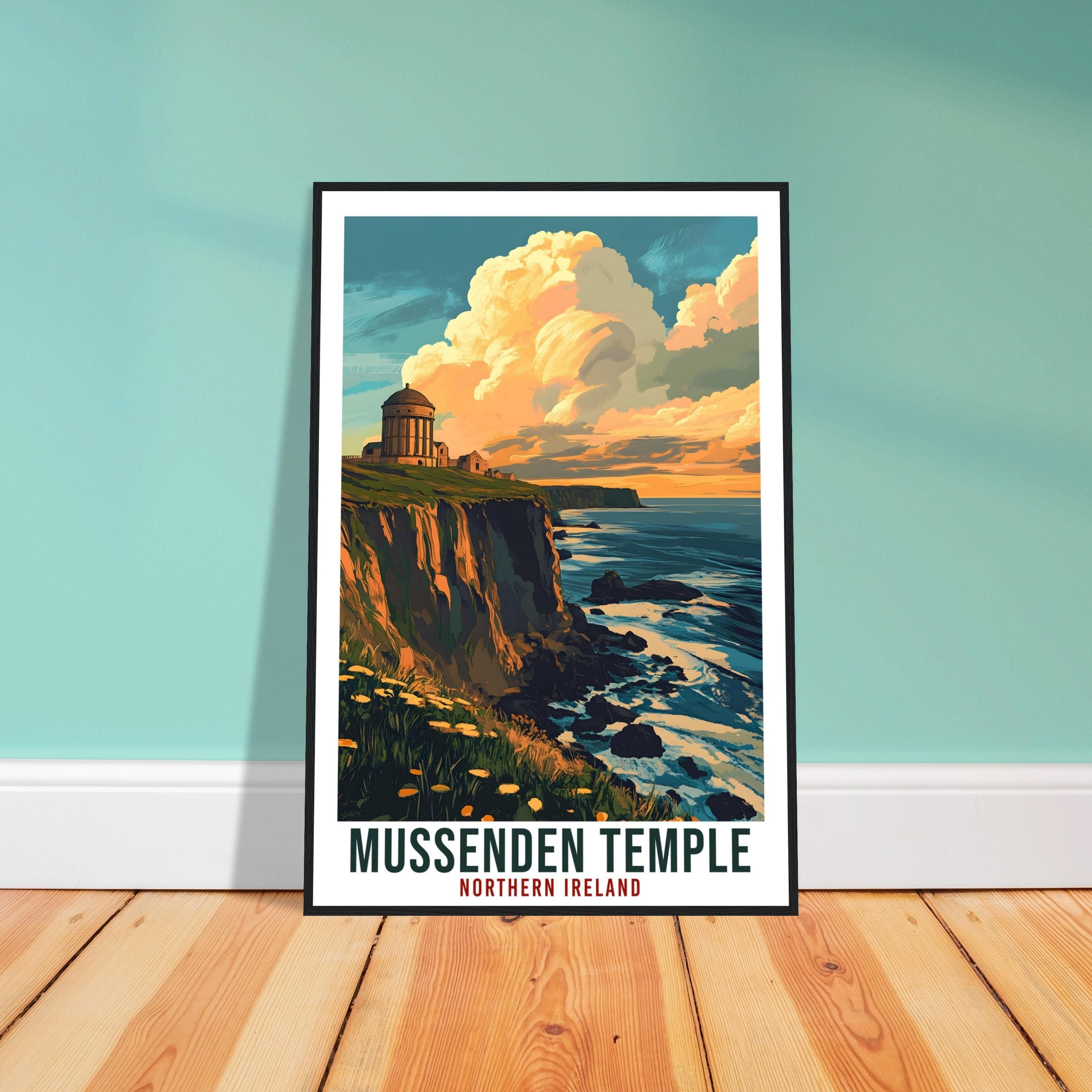 Mussenden Temple Travel Print Northern Ireland Home Decor PLACE Wall Art Wall Hanging Art Lover Artwork Travel Poster North Coast Travel Art