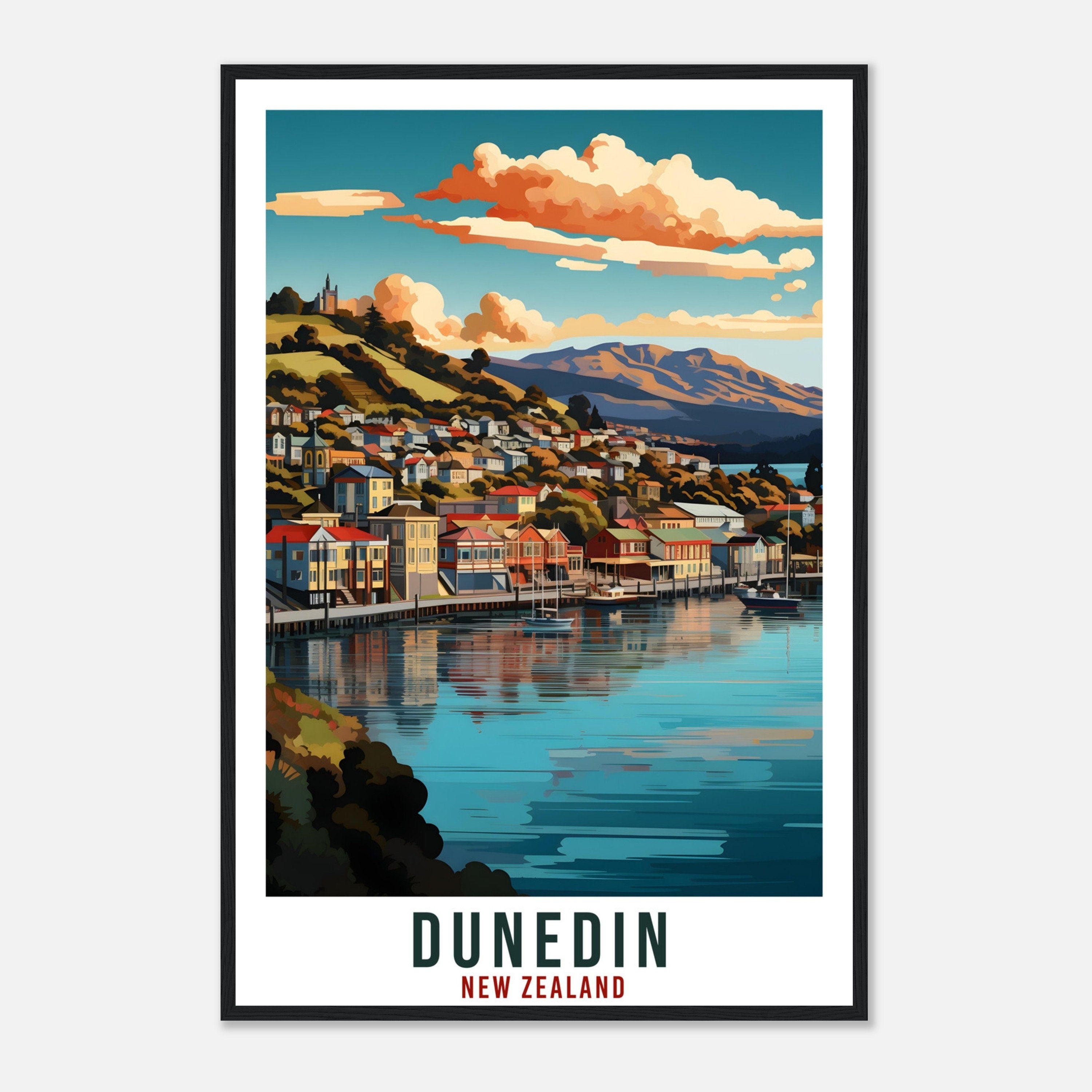 Dunedin Travel Print Wall Art Dunedin New Zealand City Landscape Artwork Dunedin Art Gifts Dunedin Travel Poster New Zealand Art Lovers Gift