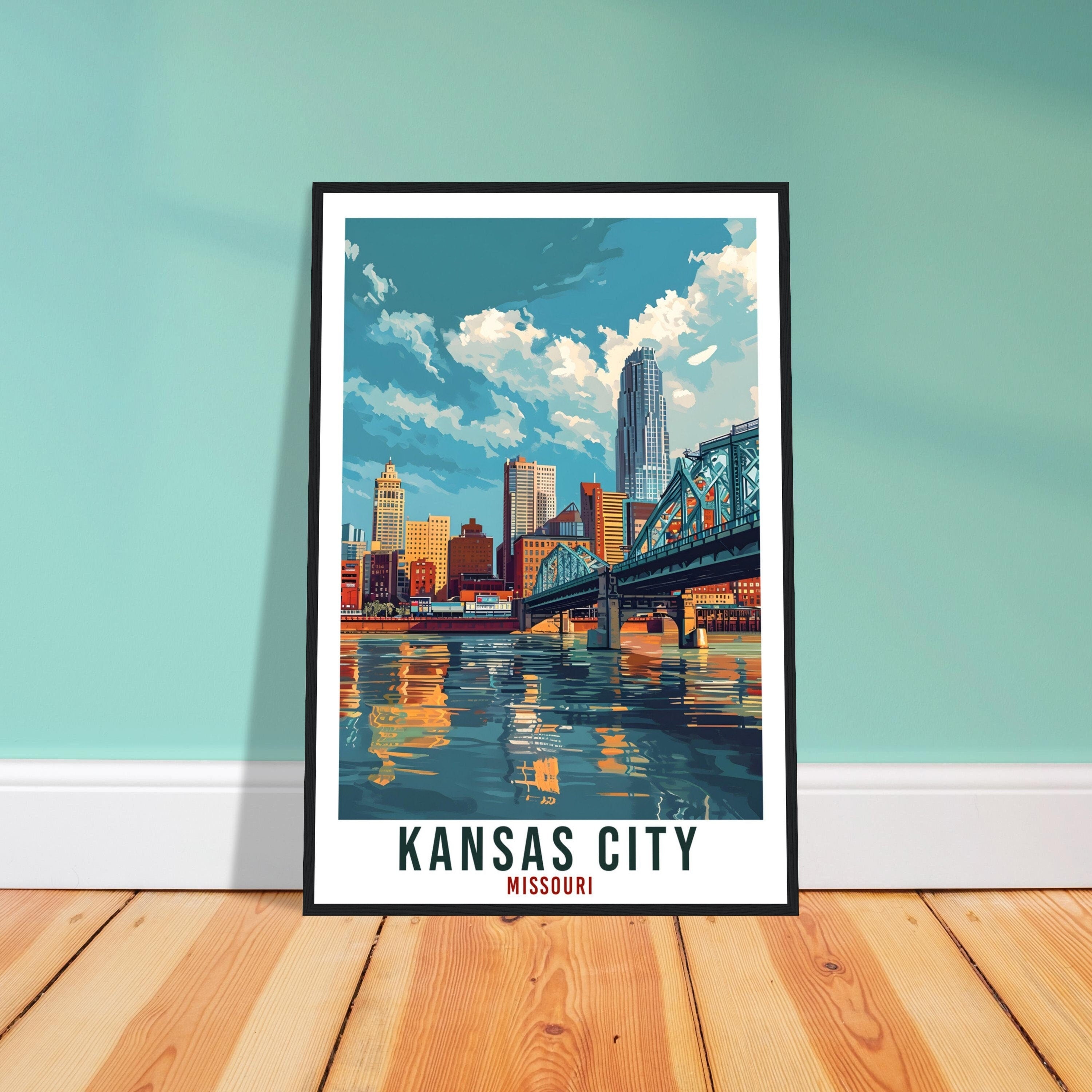 Kansas City Travel Print Missouri Home Decoration USA City Wall Art Gift Wall Hanging Art Lover Missouri Artwork Kansas City Travel Poster