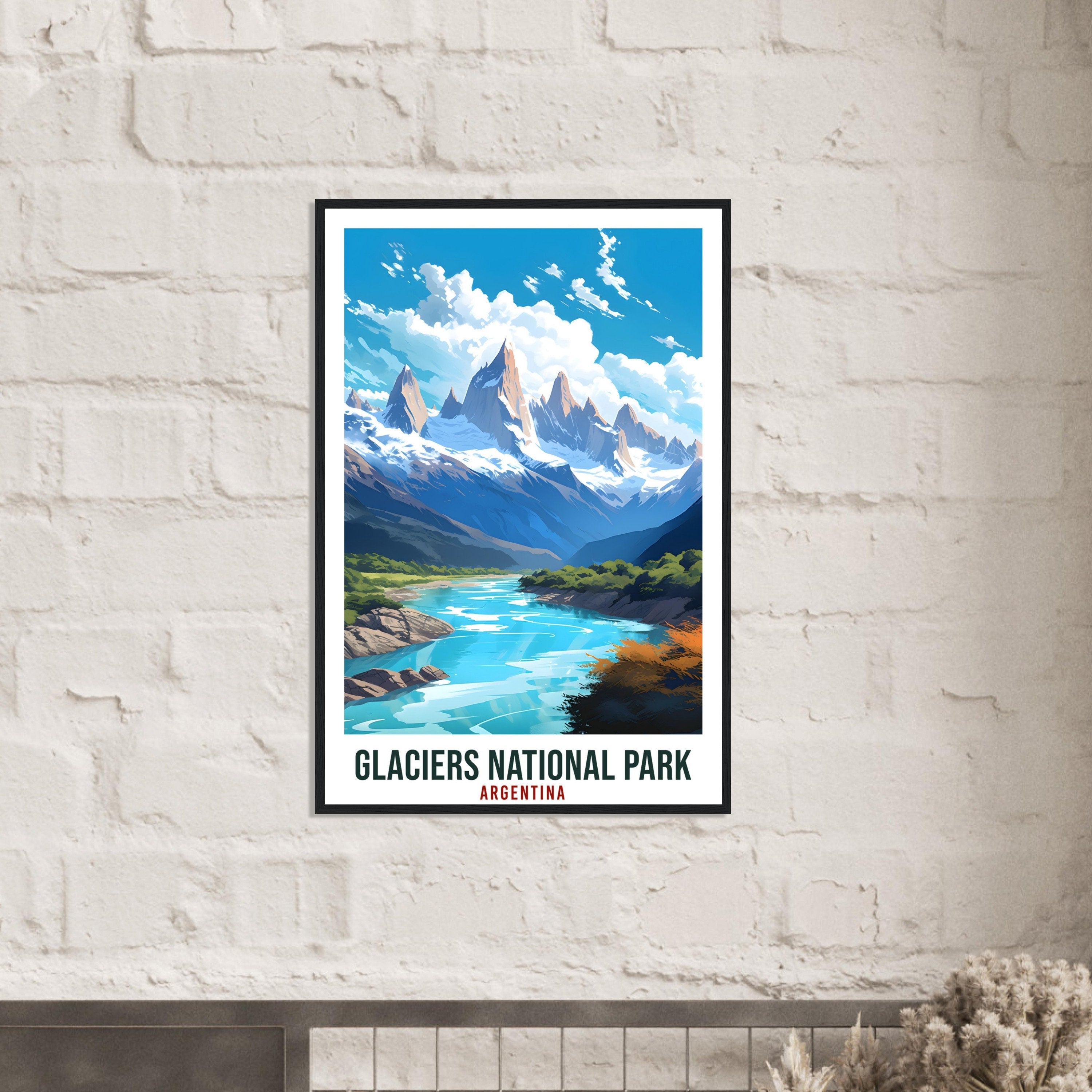 Glacier National Park Travel Print Wall Art Argentina Glacier Landscape Artwork Art Gifts Travel Poster Argentinian National Park Art