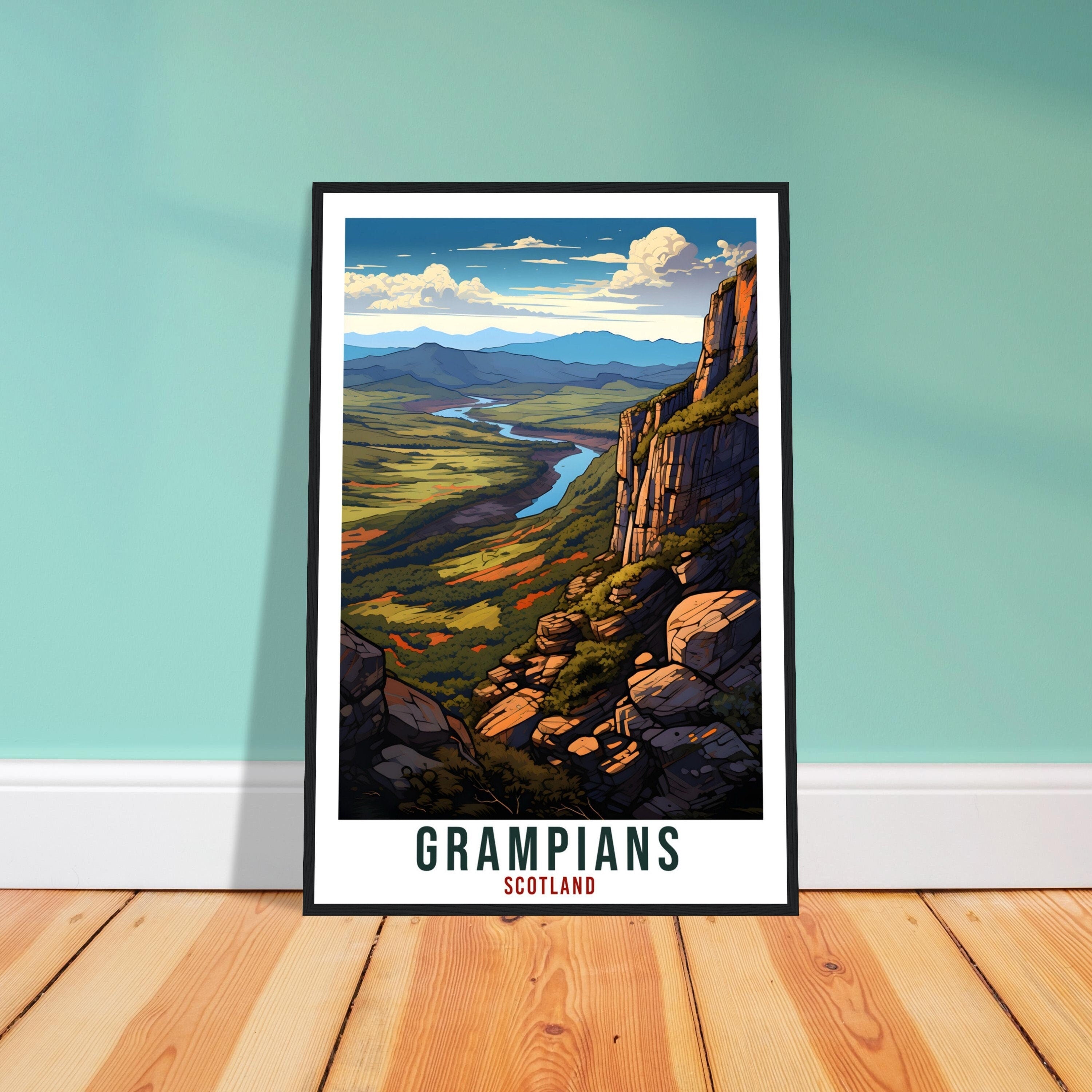 Grampians Travel Print Scotland Wall Art Home Decor Wall Hanging Travel Gift Grampians Travel Poster Scotland Landscape Artwork Art Lover