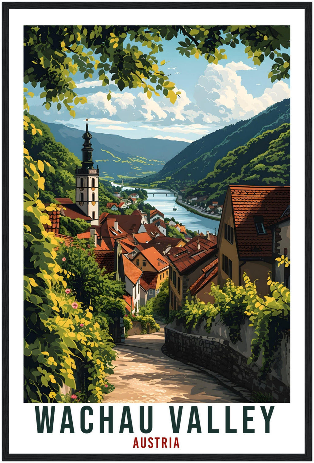 Wachau Valley Travel Print Austria Home Decor Austrian City Wall Art Gift Wall Hanging Art Lover Austria Artwork Wachau Valley Travel Poster