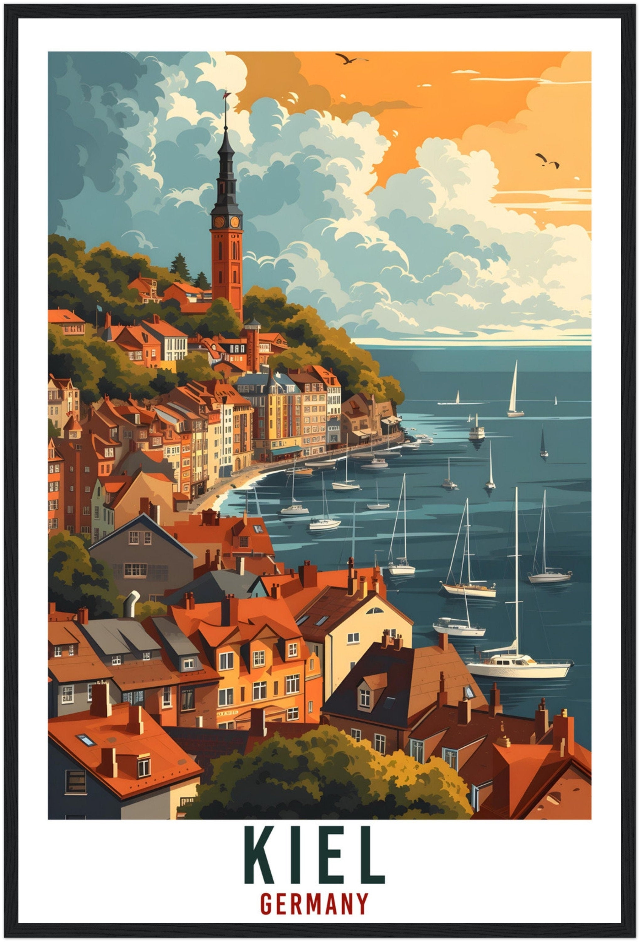 Kiel Travel Print Germany Home Decoration Kiel German City Wall Art Gift Wall Hanging Art Lover Germany Artwork Kiel Gift Travel Poster