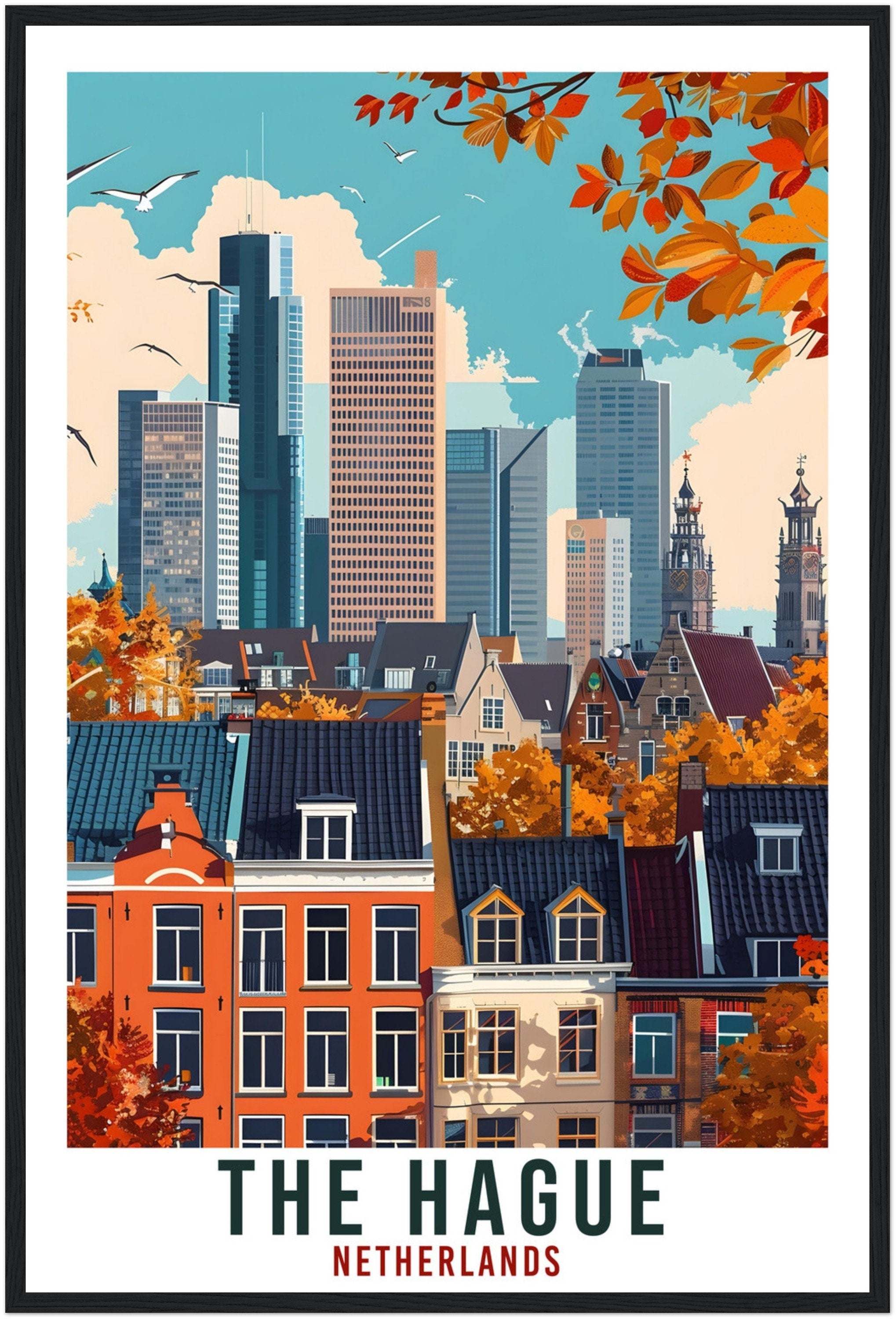 The Hague Travel Print Holland Wall Art Wall Hanging Home Décor The Hague Gift Print Gift Dutch Artwork Gift The Netherlands Travel Poster
