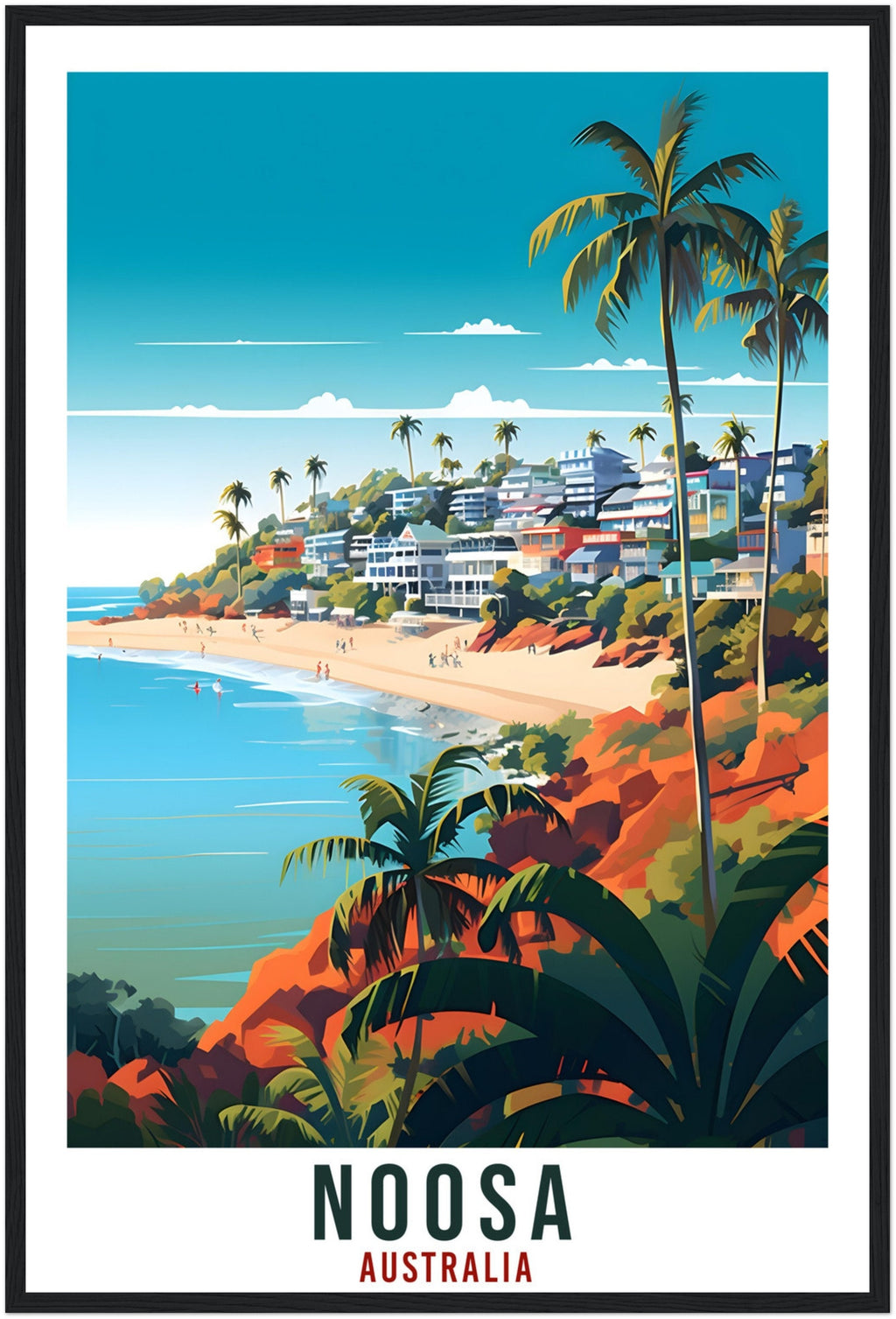 Noosa Beach Travel Print Wall Art Noosa Australia Home Artwork Wall Hanging Noosa Art Gift Noosa Travel Poster Australian Art Lover Gift
