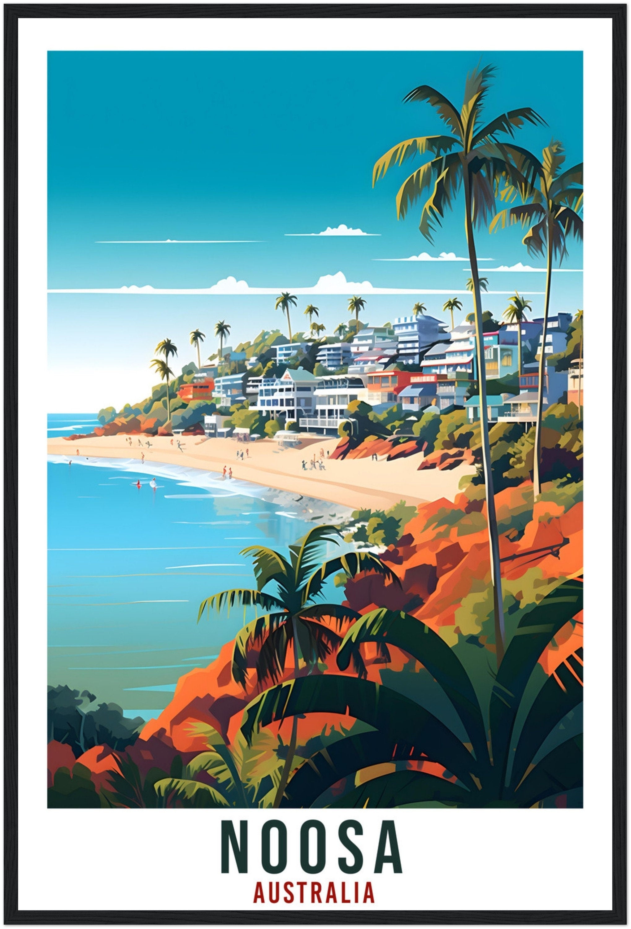 Noosa Beach Travel Print Wall Art Noosa Australia Home Artwork Wall Hanging Noosa Art Gift Noosa Travel Poster Australian Art Lover Gift
