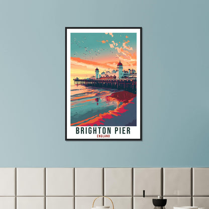 Brighton Pier Travel Print Wall Art Wall Hanging Home Living Décor Brighton Gift Art Lovers Gift UK Artwork Gift Print England Travel Poster