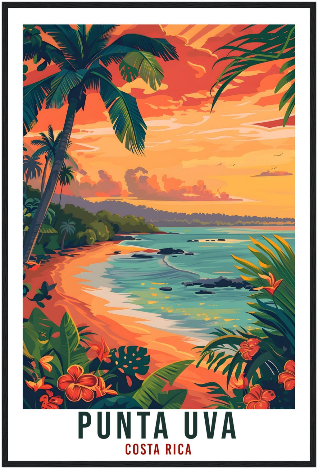 Punta Uva Costa Rica Travel Print Wall Art Wall Hanging Home Décor Punta Uva Gift Landmark Artwork Travel Art Costa Rica City Travel Poster