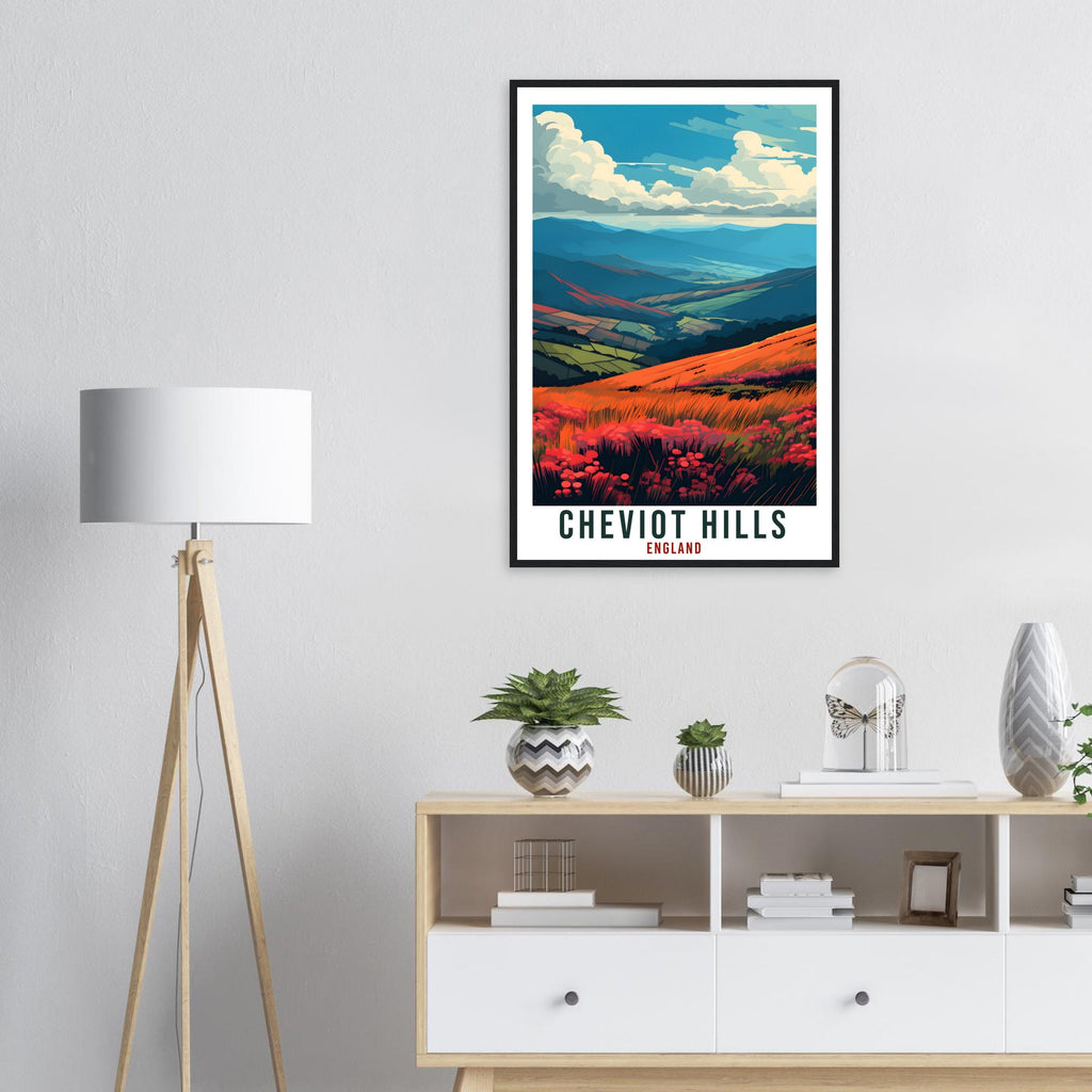 Cheviot Hills Travel Print English Wall Art Home Decor Wall Hanging Travel Art Gift Cheviot Hills Travel Poster England Landscape Artwork