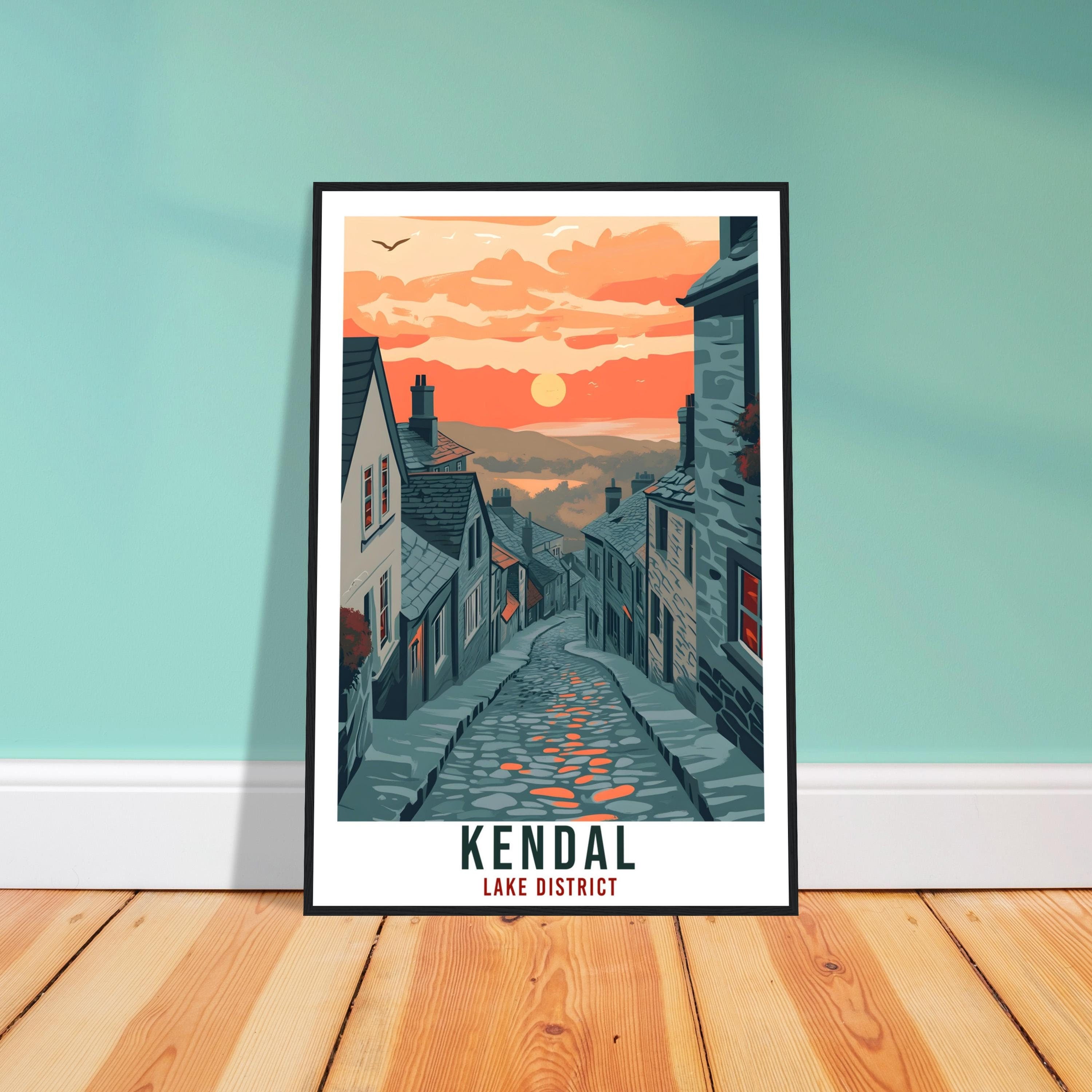 Kendal Travel Print Lake District Home Decor Kendal Wall Art Wall Hanging Art Lover Lake District Artwork Travel Poster Cumbria Travel Art