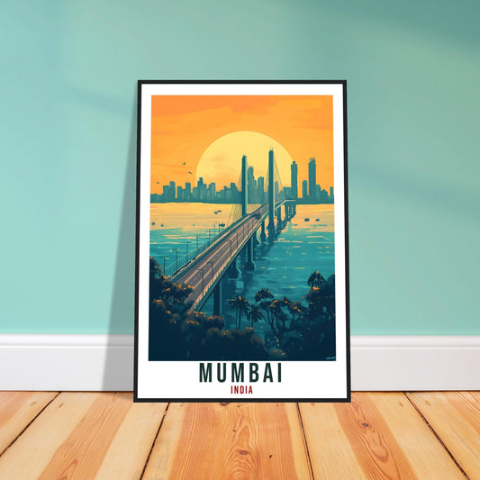 Mumbai Travel Print Indian Home Decor Mumbai Bridge Wall Art Wall Hanging Art Lover India Artwork Travel Poster India Travel Art City Art